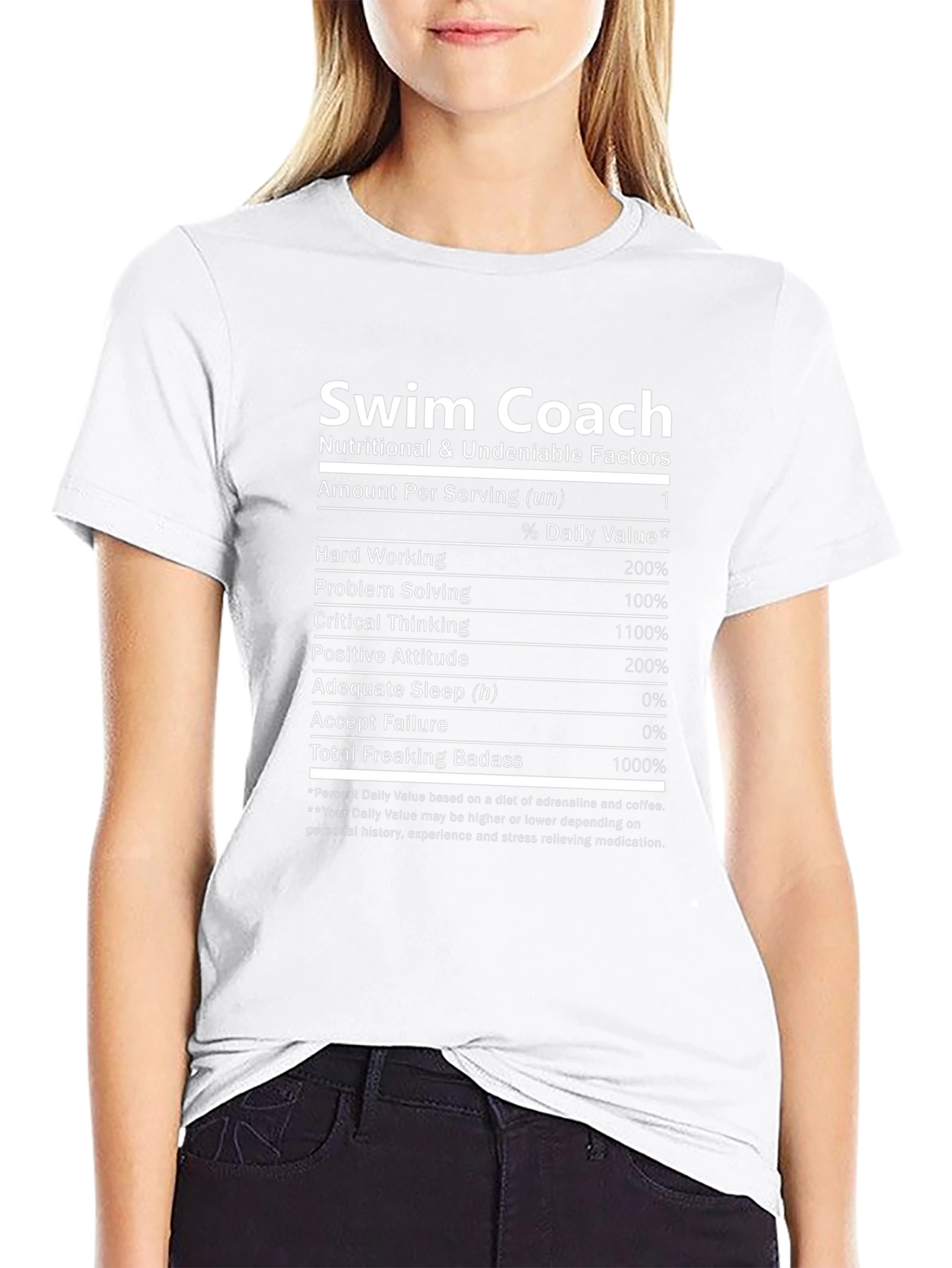 Swim Coach Nutrition Facts Black T-Shirt