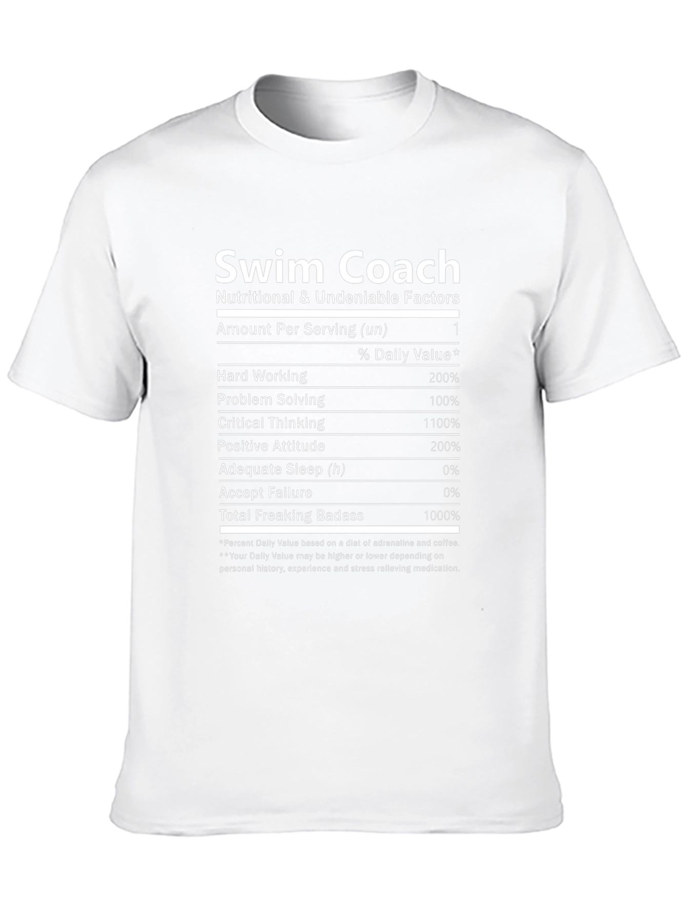 Swim Coach Nutrition Facts Black T-Shirt