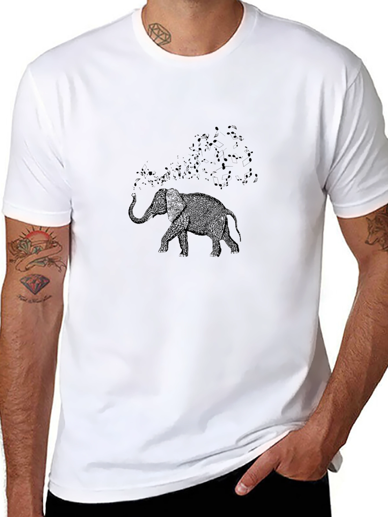 Elephant Dust Print Black T-Shirt