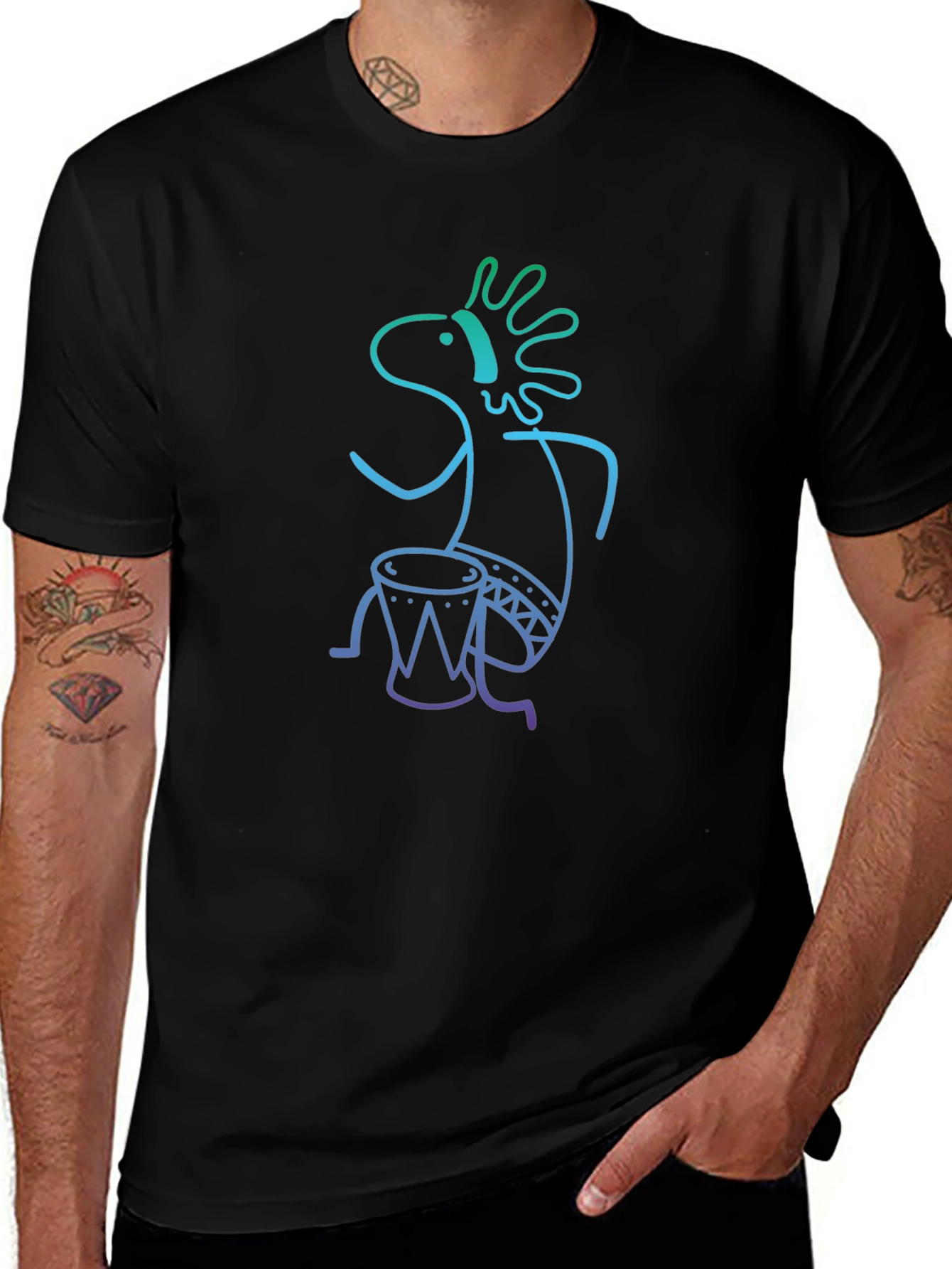 Kokopelli Drummer Black T-Shirt