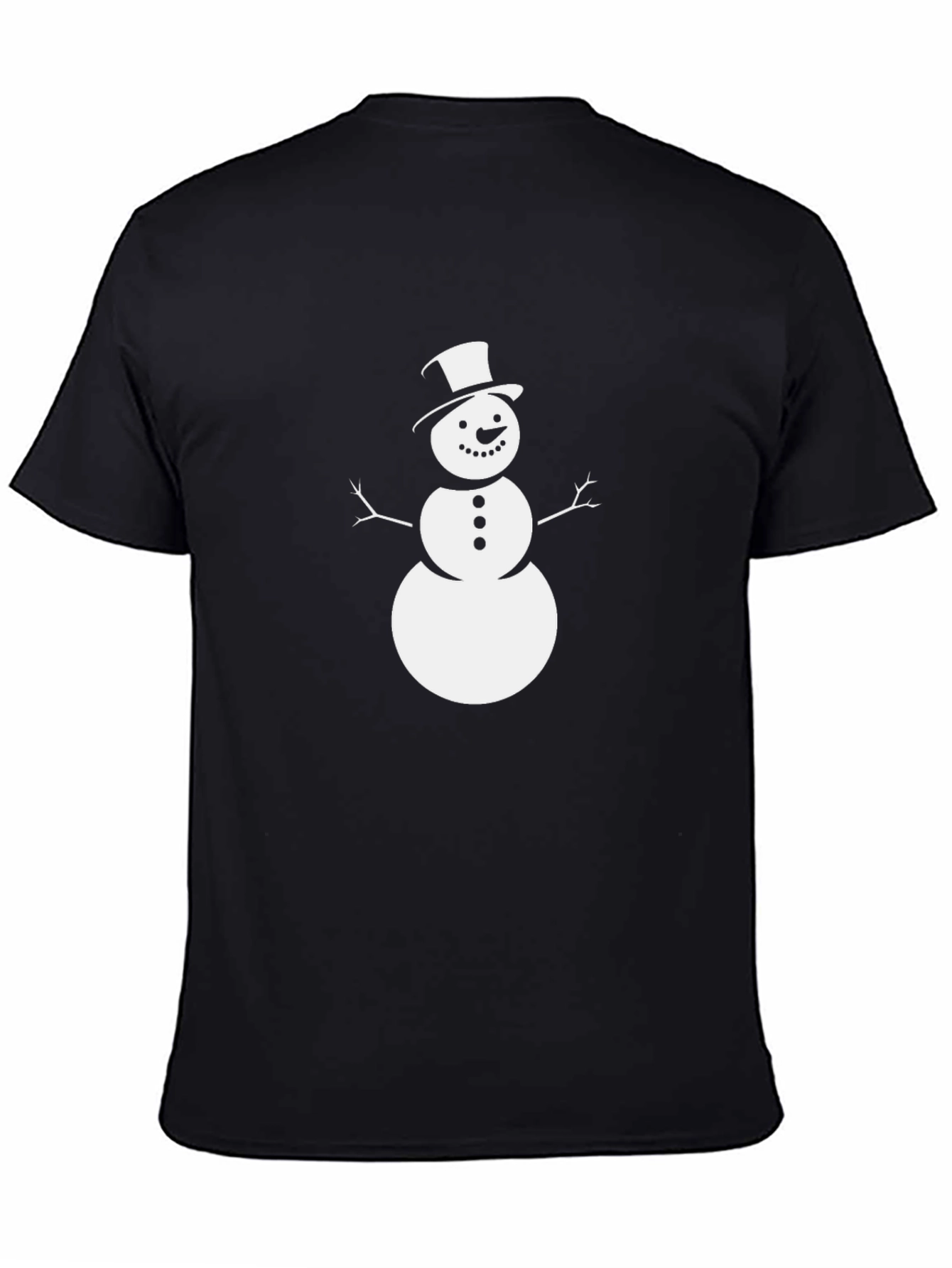 Festive Snowman Graphic Tee - Black