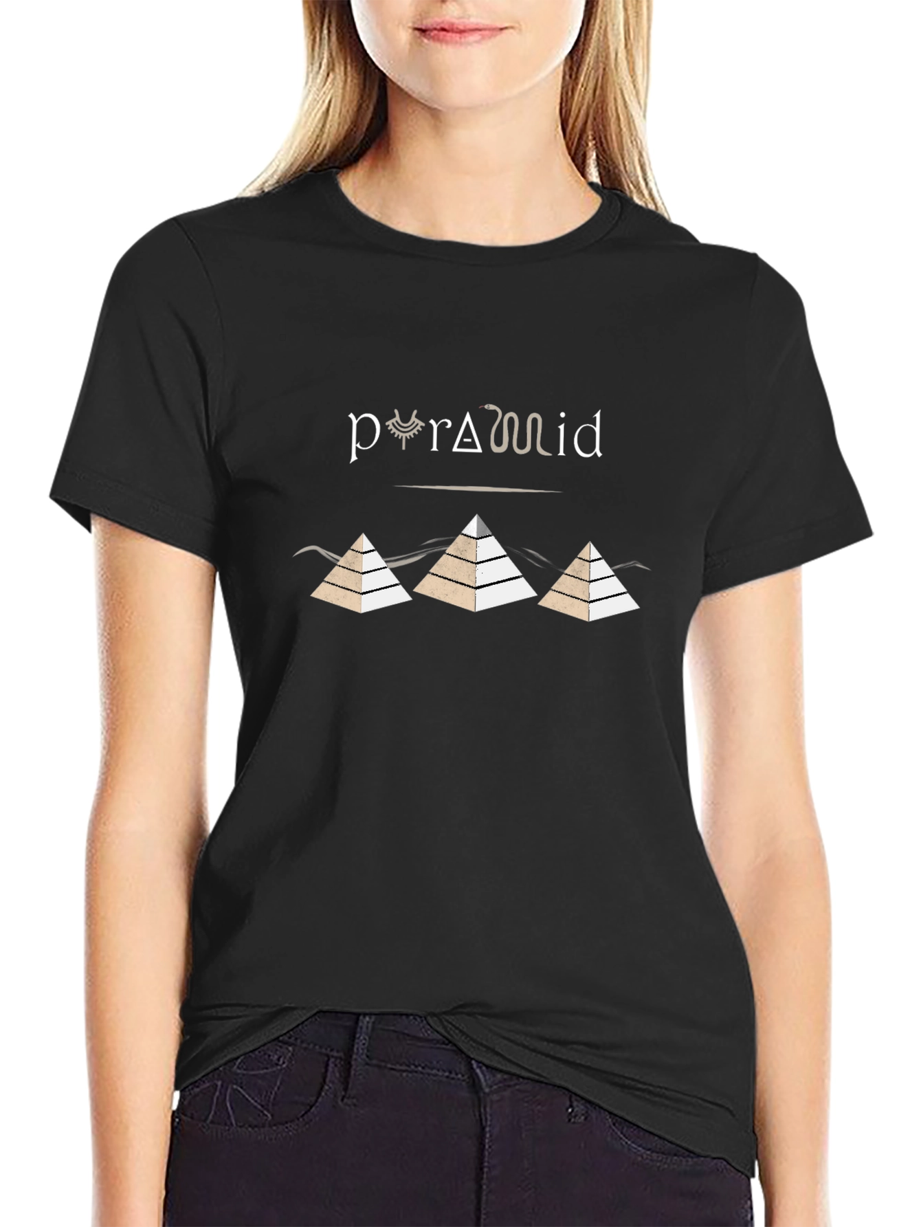 Egyptian Pyramid Design Black T-Shirt