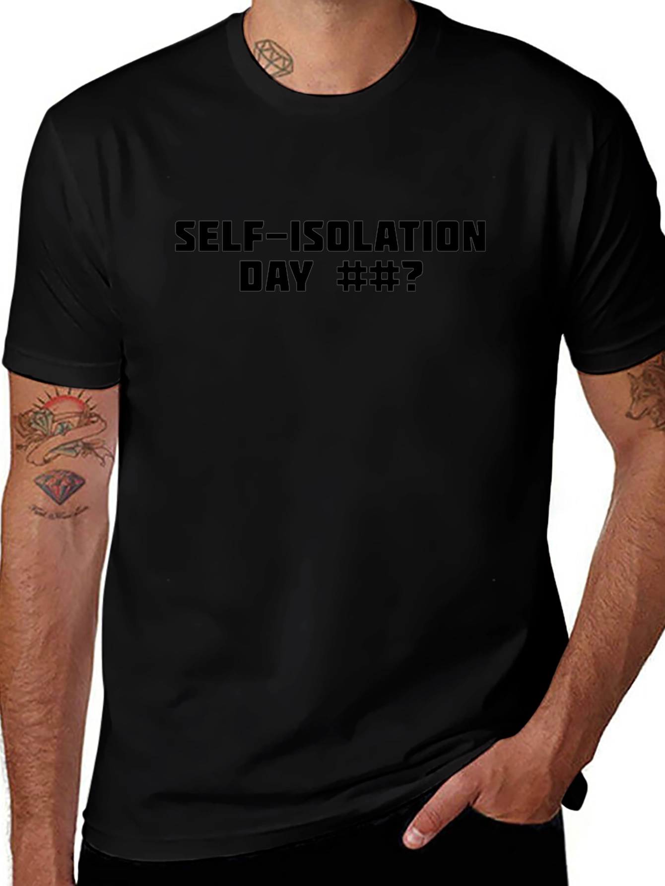 Self-Isolation Day Graphic Tee - Black Cotton T-Shirt
