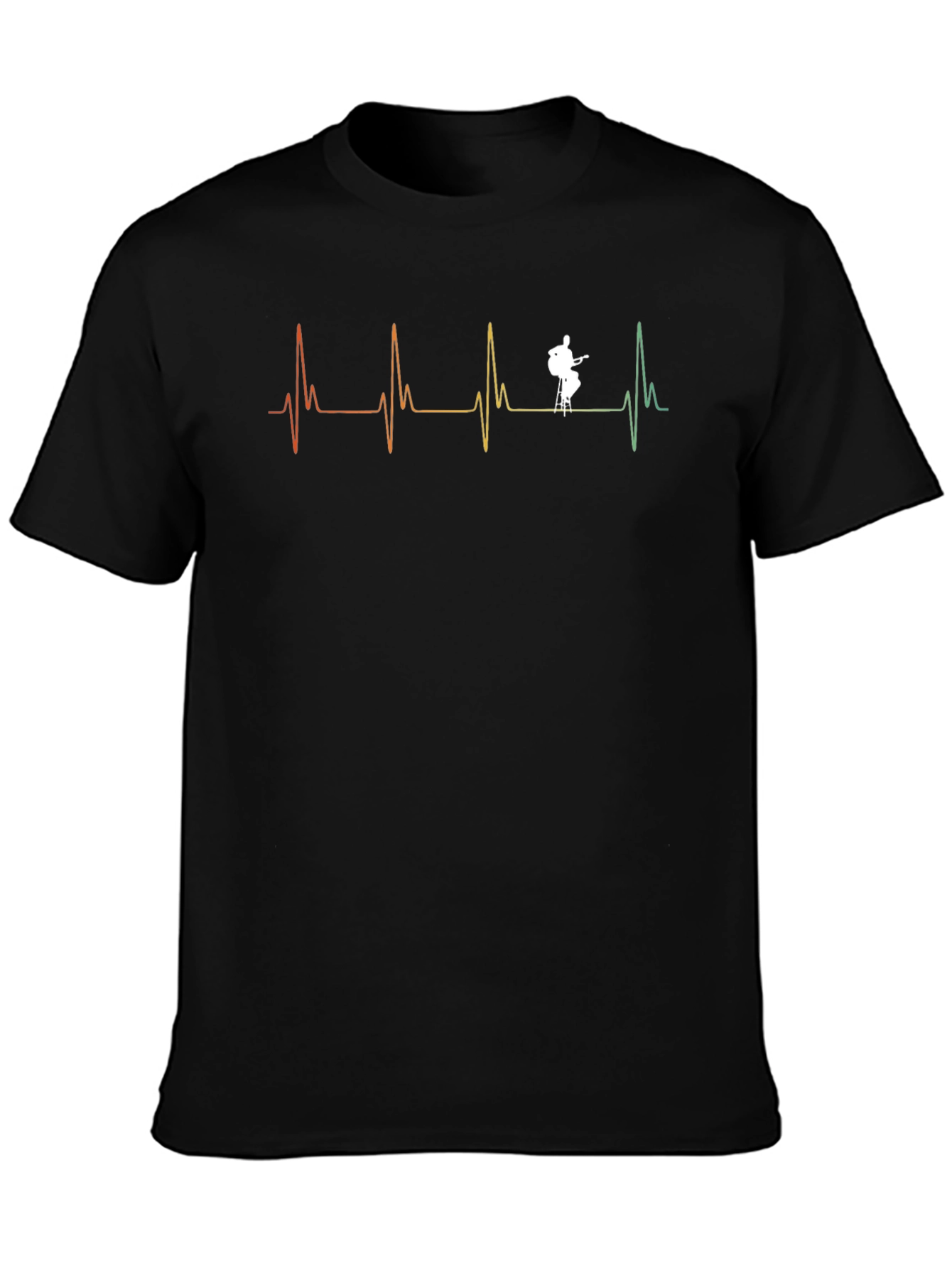 Musician Heartbeat Graphic Tee - Black Cotton T-Shirt