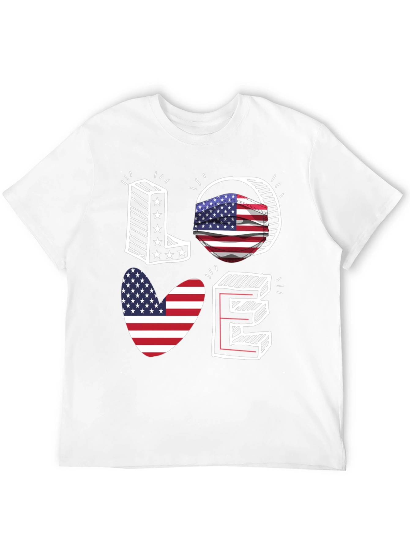 Patriotic LOVE T-Shirt: USA Flag Design