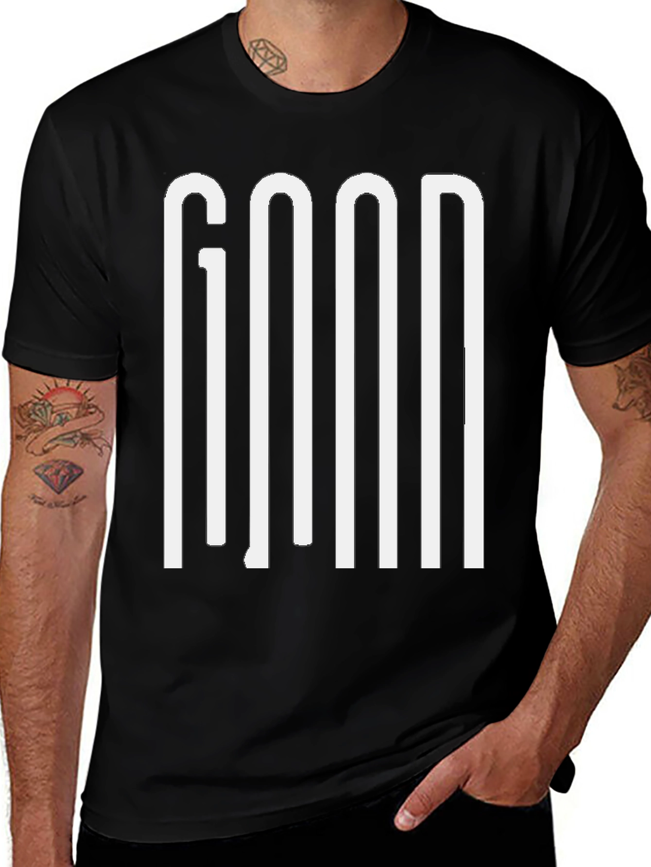 GOOD Graphic Print Mens Black T-Shirt