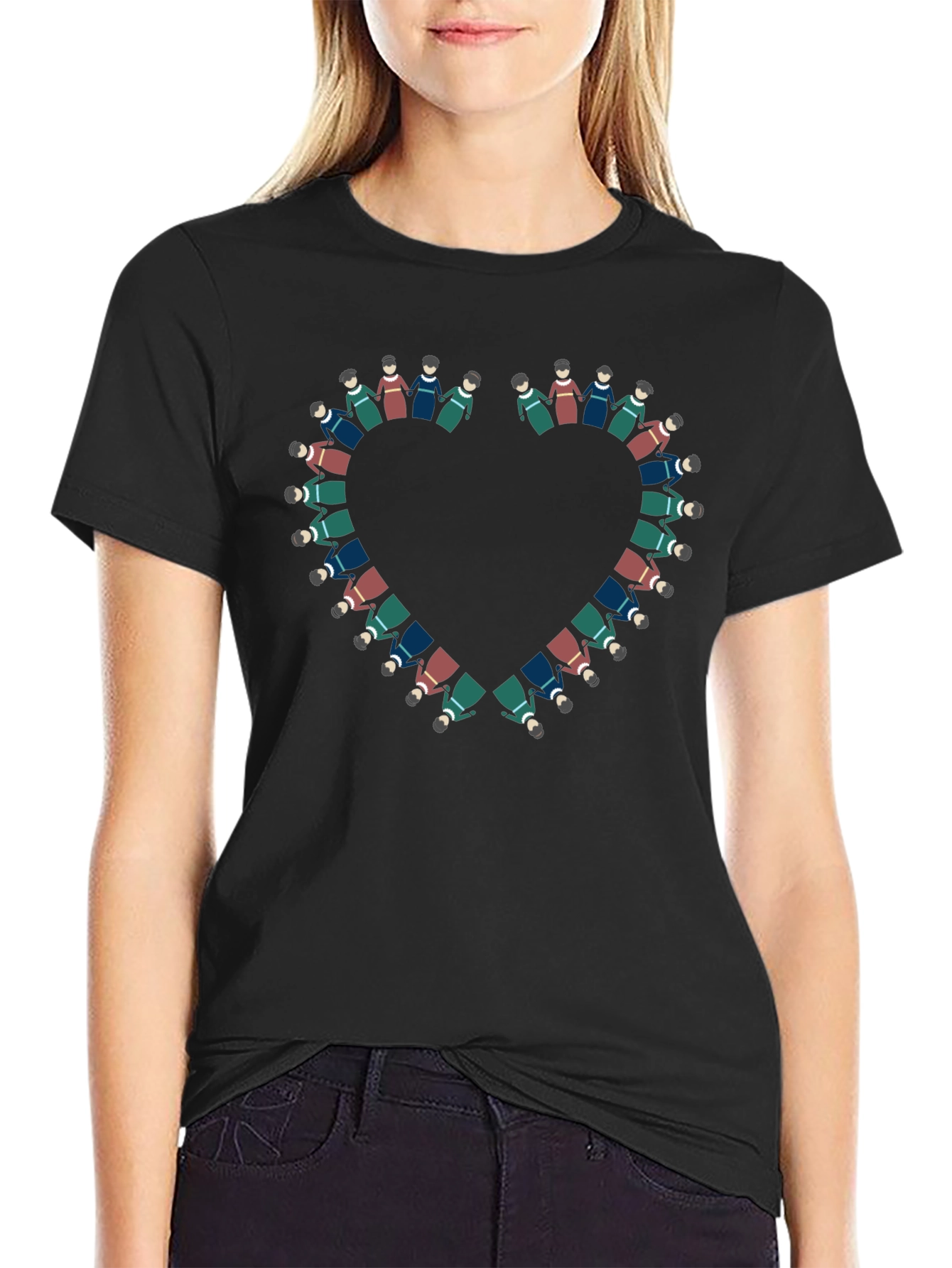 Heart of People T-Shirt - Black Cotton