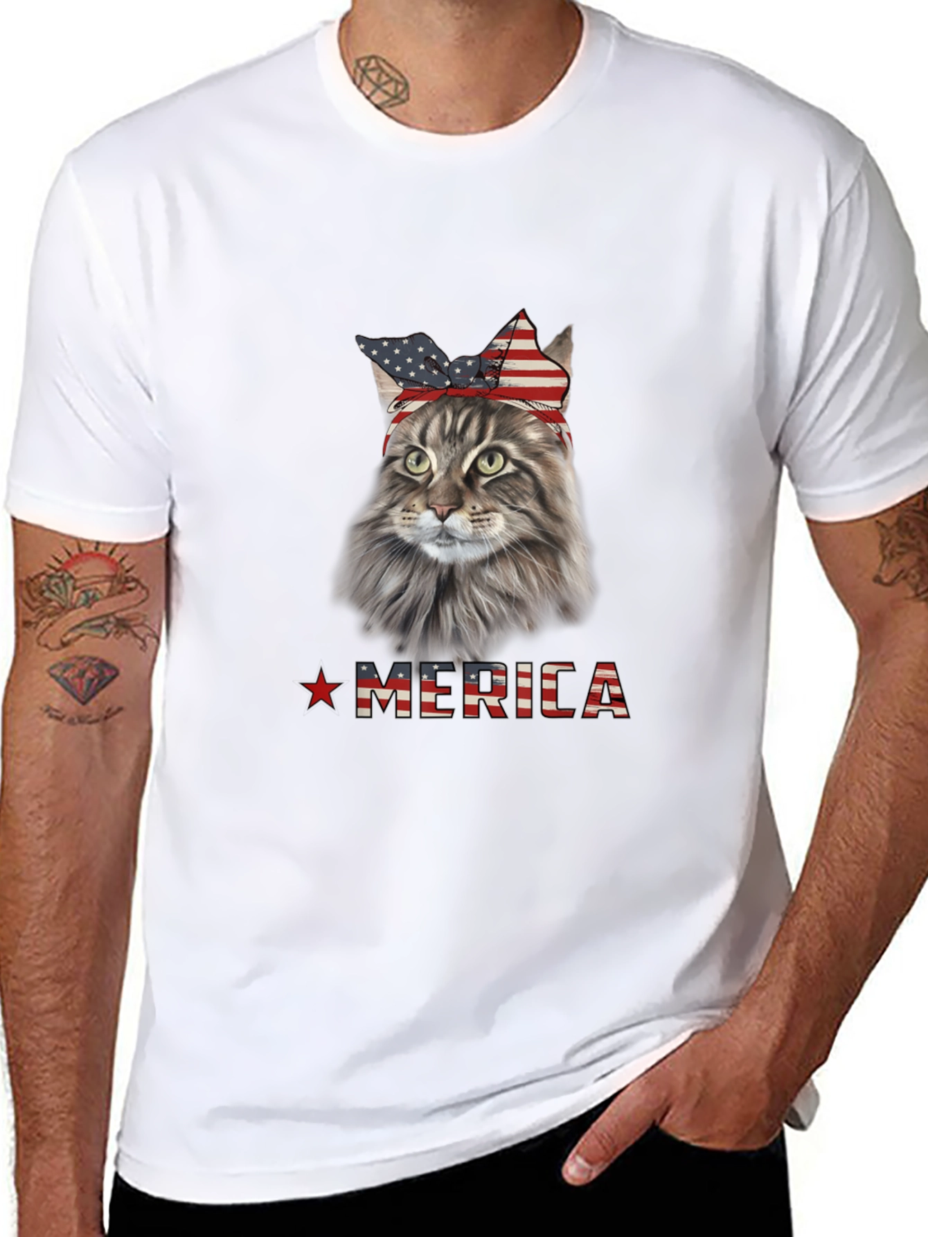 Patriotic Cat Merica T-Shirt