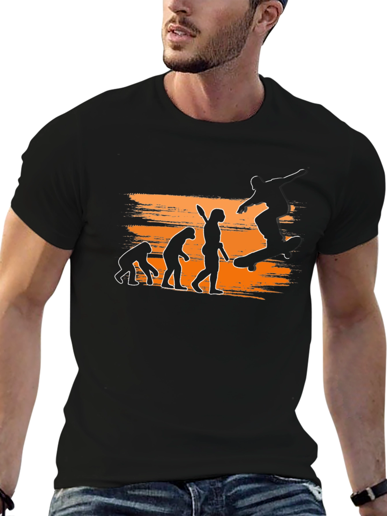 Skateboard Evolution Graphic Tee - Black