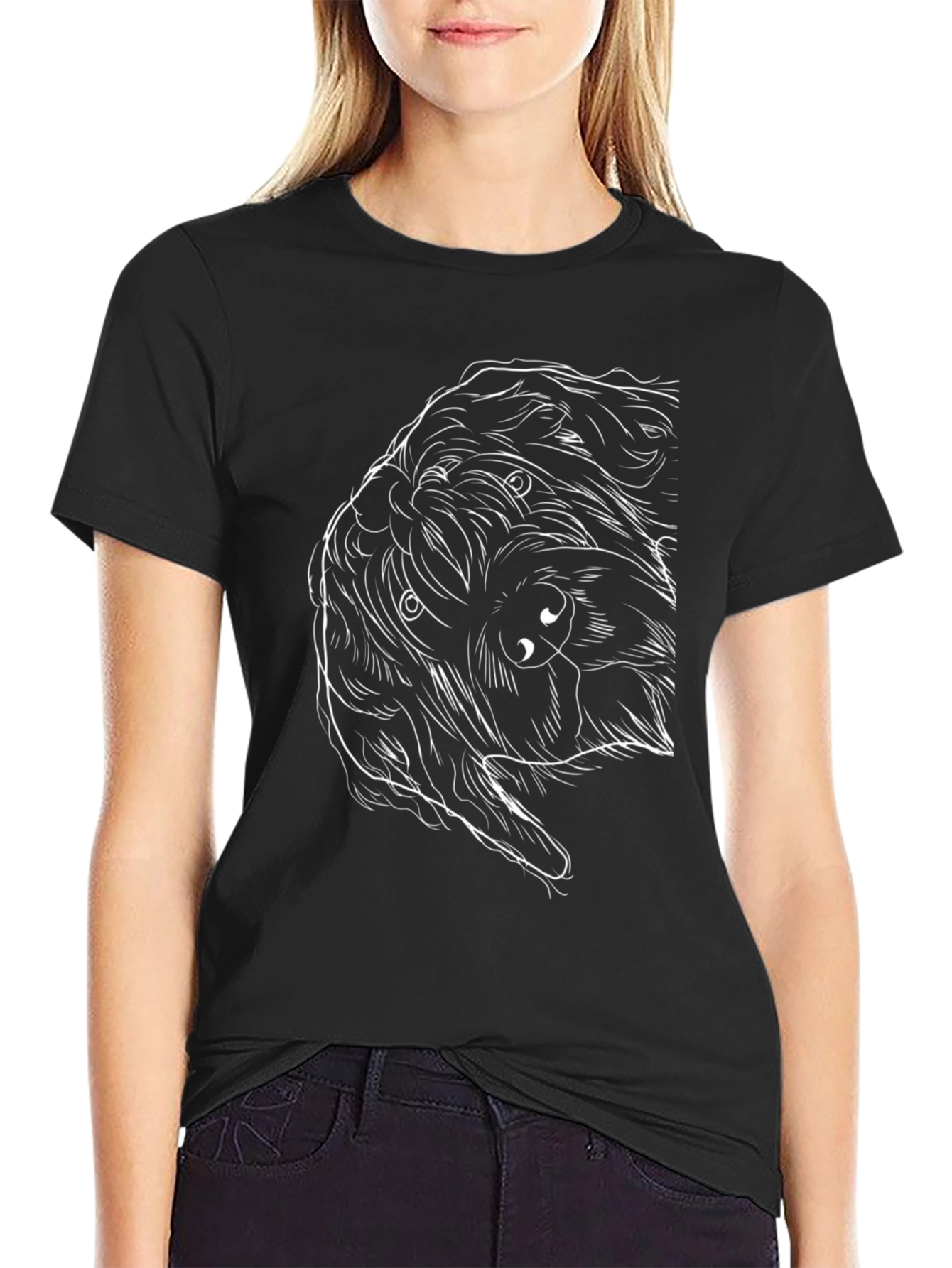 Dog Sketch Black T-Shirt