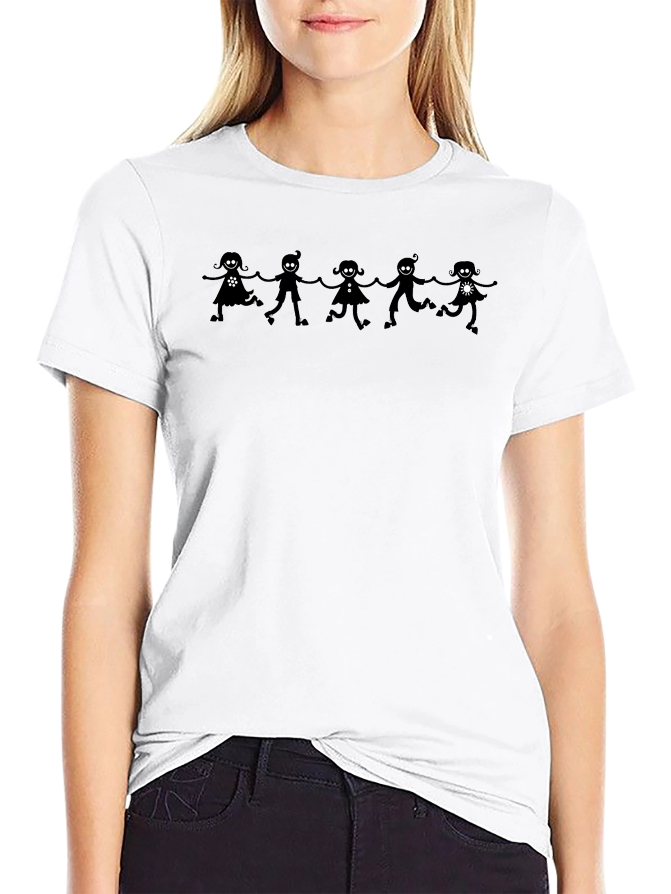 Stick Figure Kids Black T-Shirt