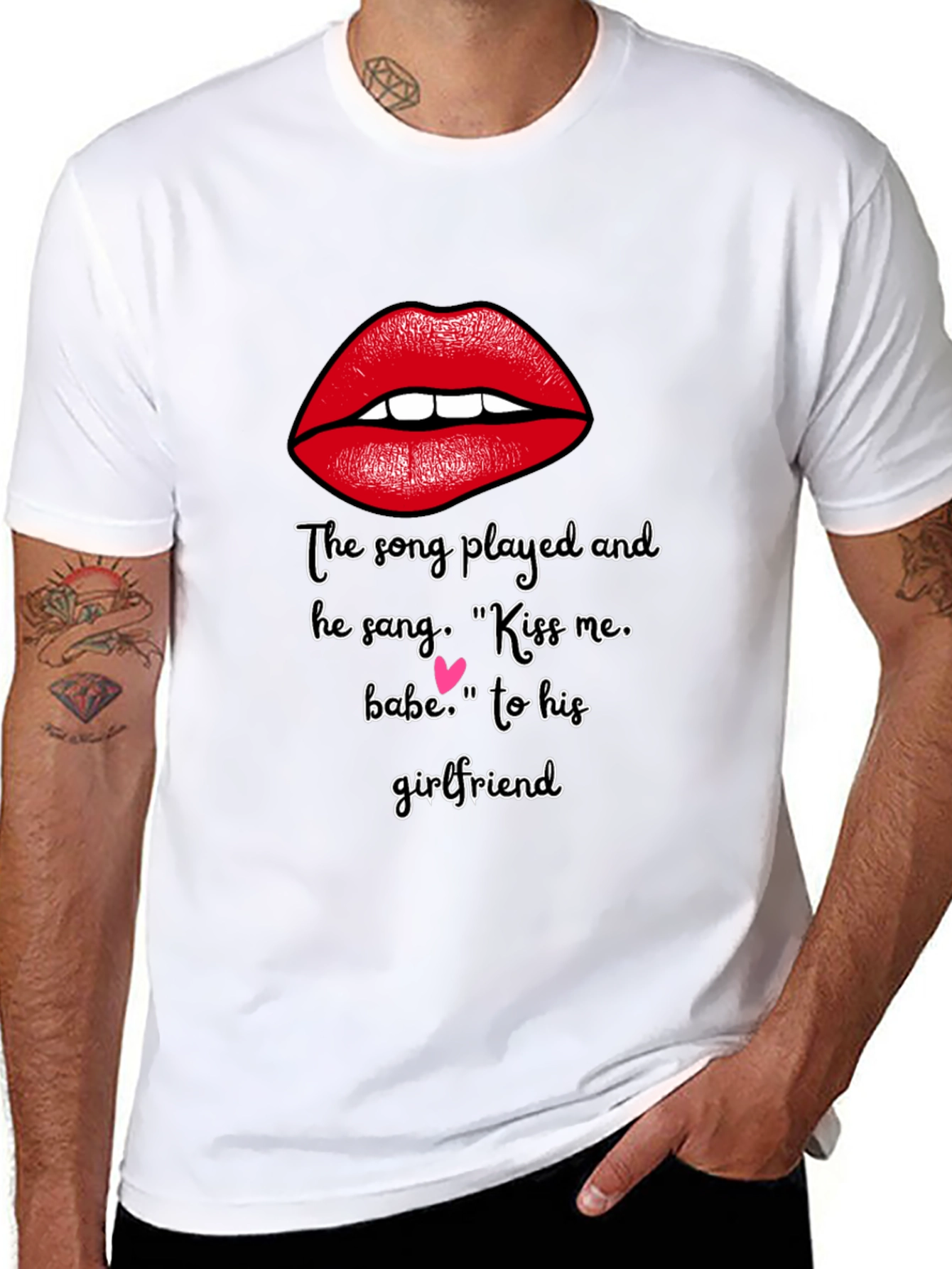 Kiss Me Lips Graphic T-Shirt - Song Lyric Tee