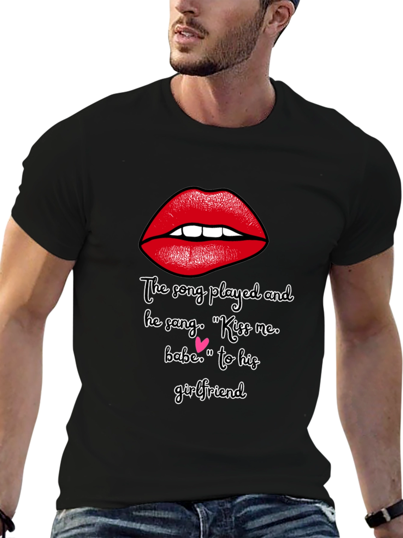 Kiss Me Lips Graphic T-Shirt - Song Lyric Tee