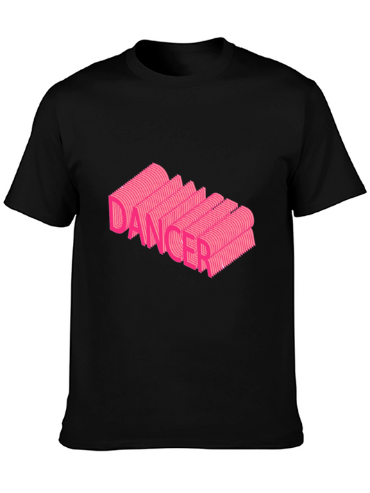 Dancer Graphic Tee - Unique Pink Design Black Cotton Shirt
