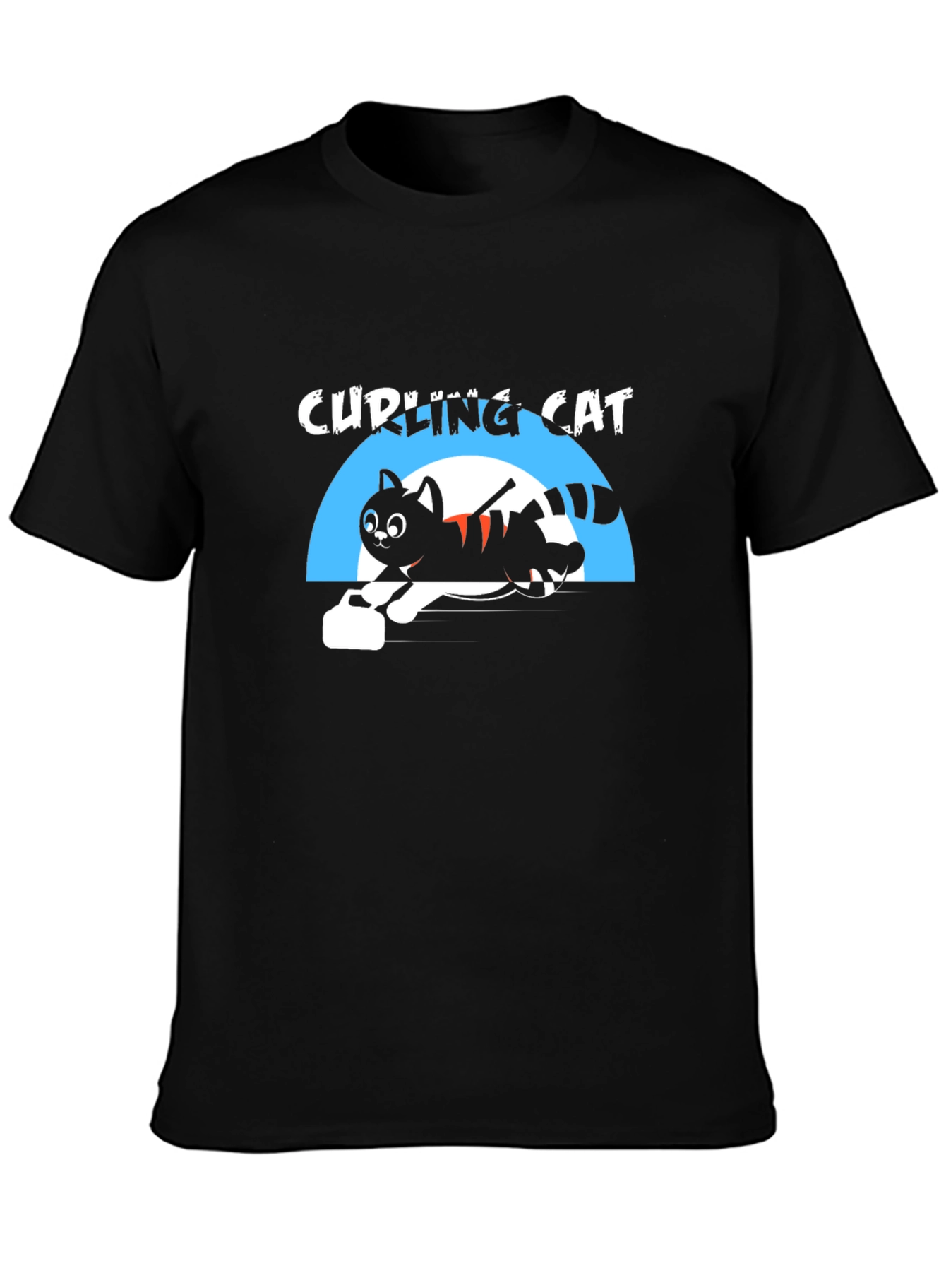 Curling Cat T-Shirt - Unique Graphic Tee