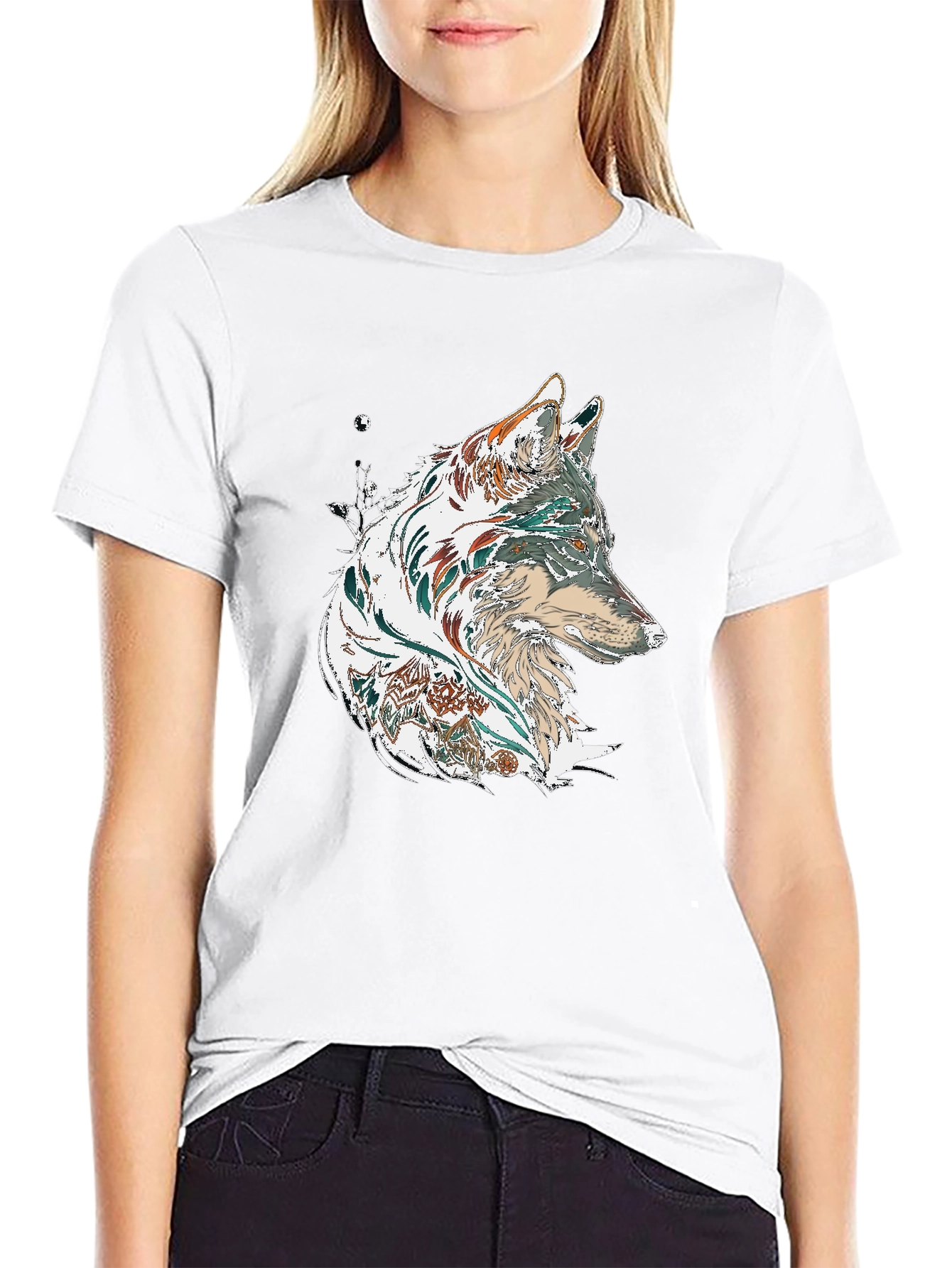 Wolf Graphic Print Black T-Shirt