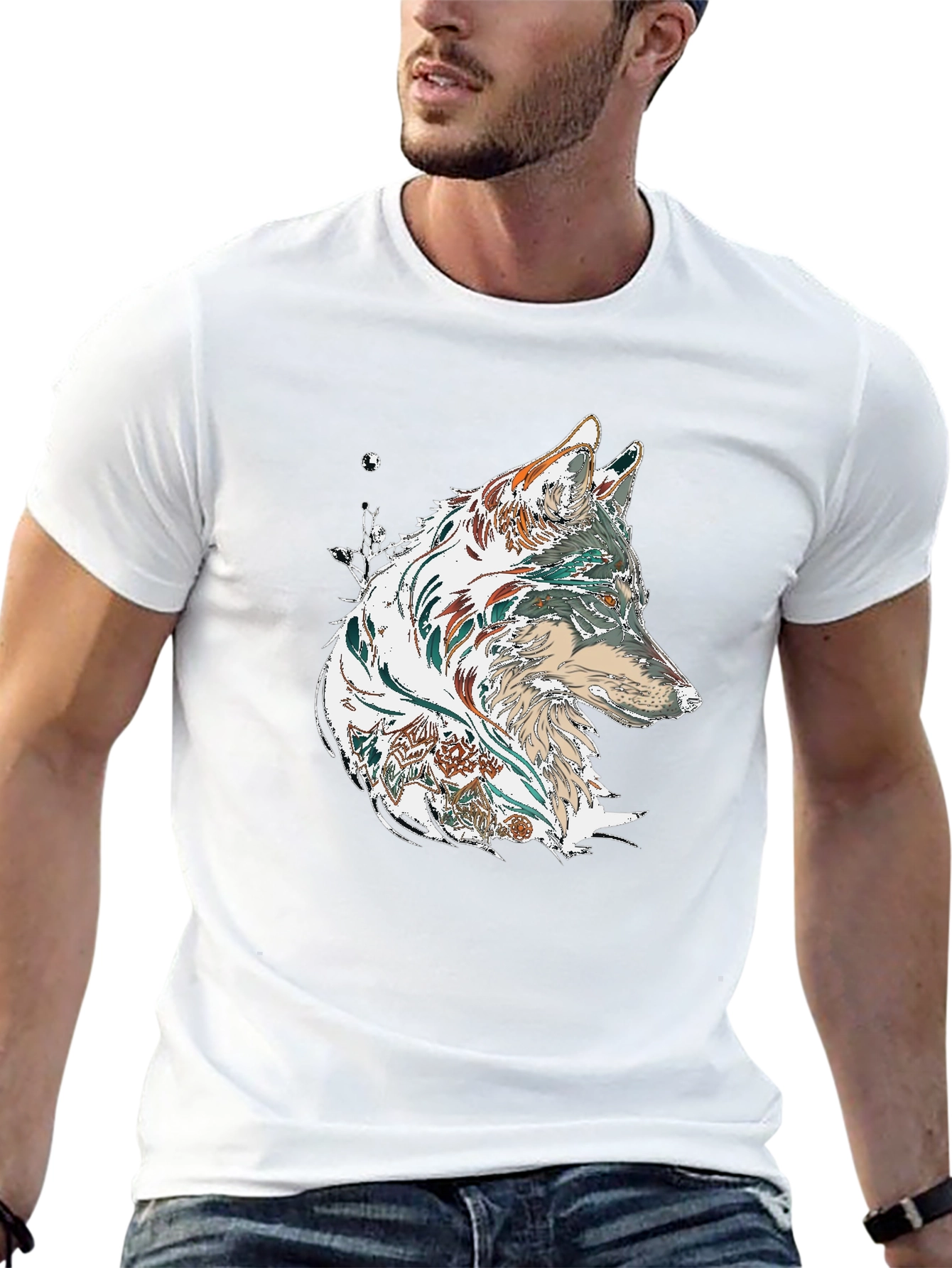 Wolf Graphic Print Black T-Shirt