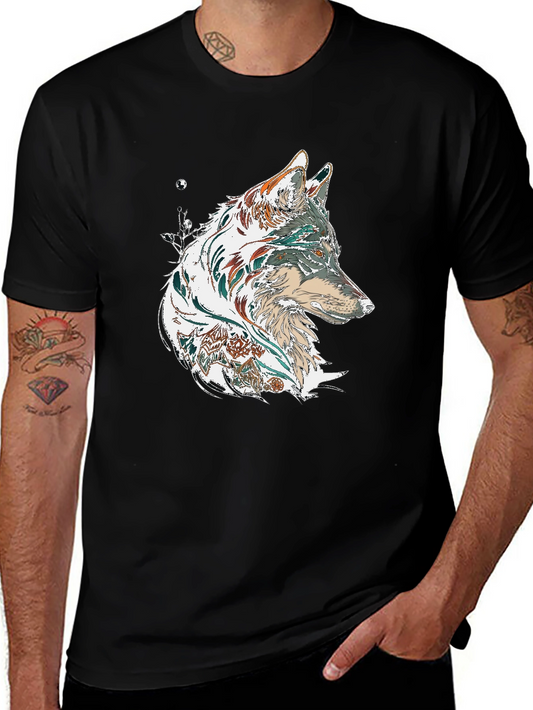 Wolf Graphic Print Black T-Shirt