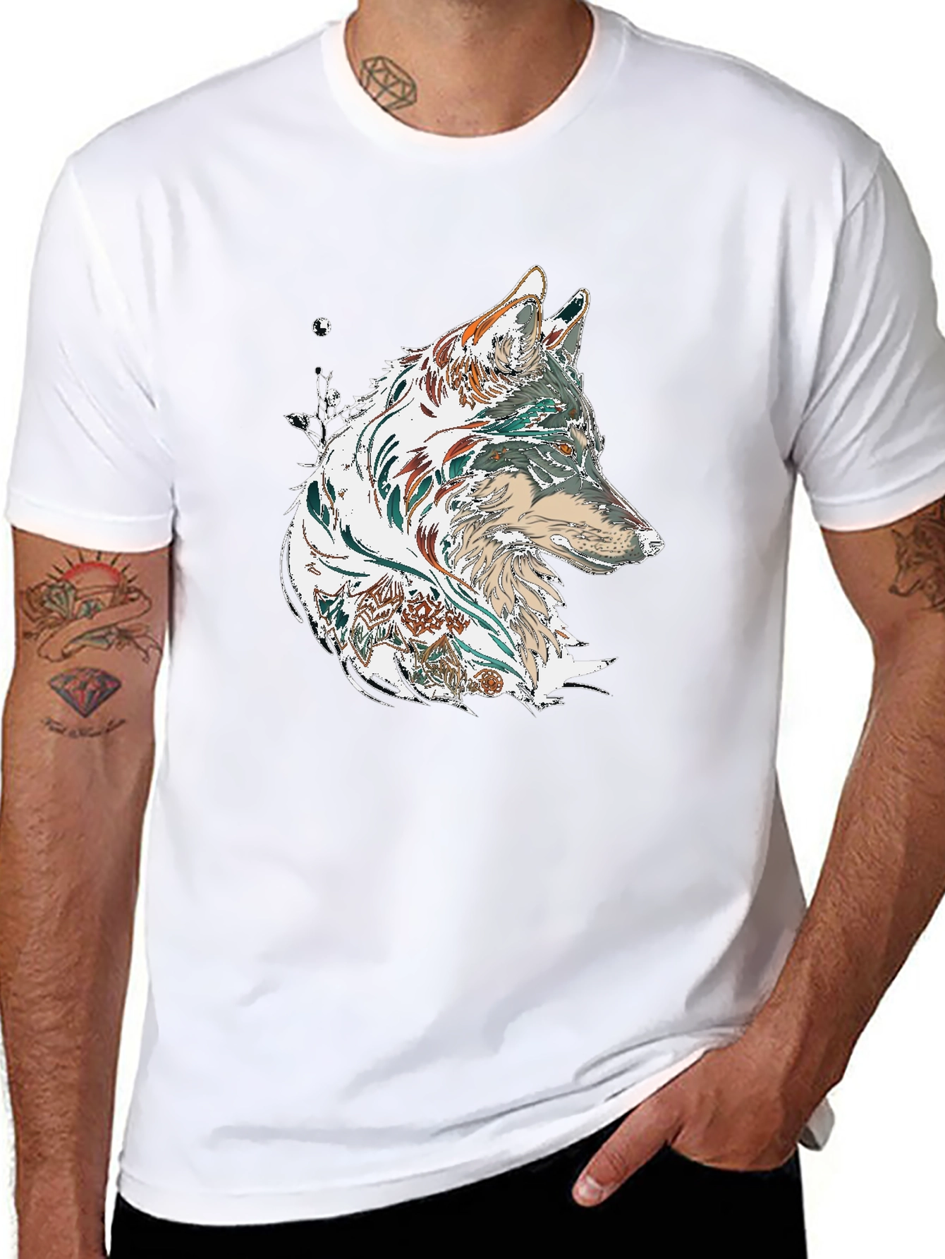 Wolf Graphic Print Black T-Shirt