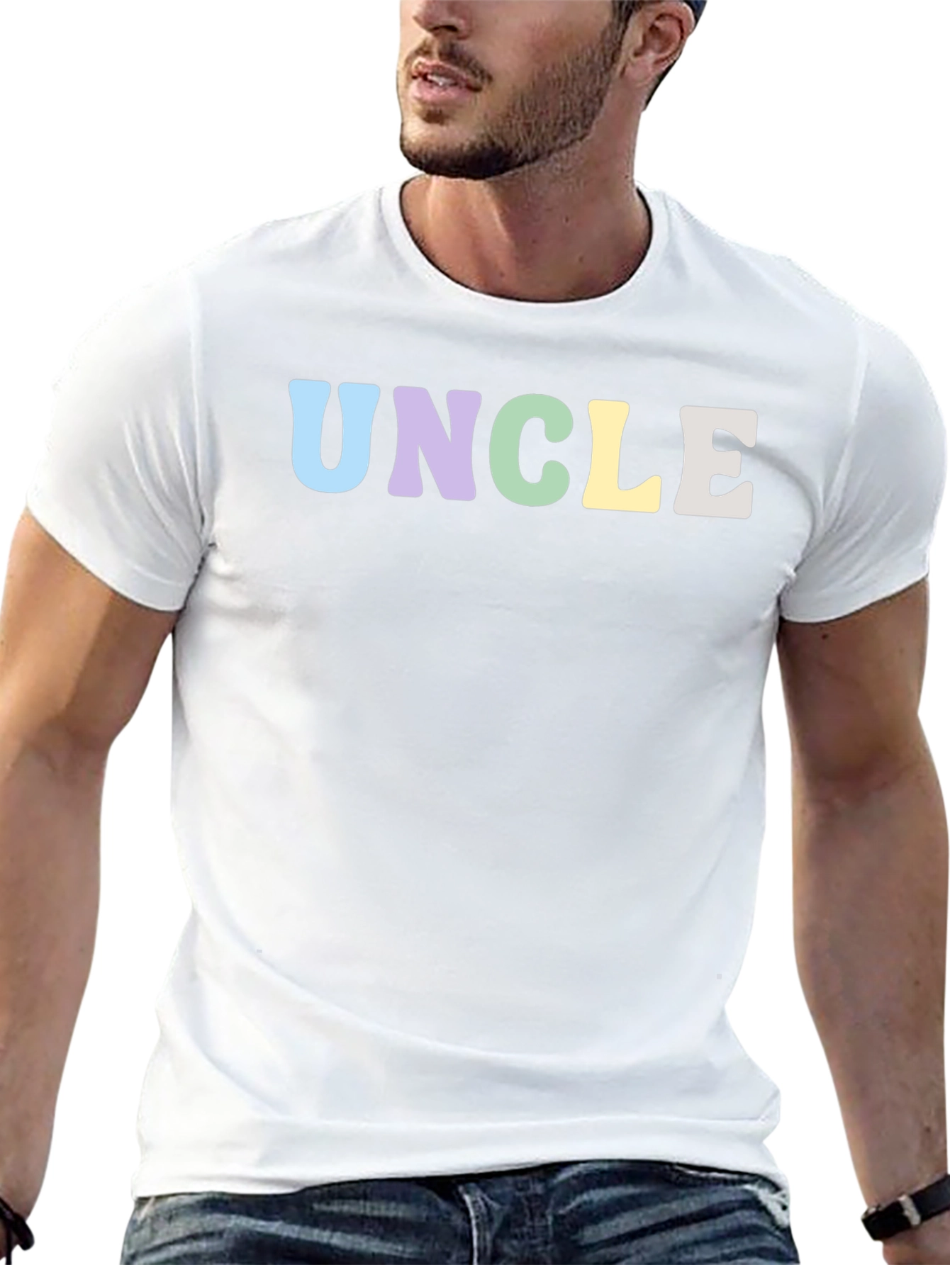 Pastel Uncle T-Shirt - Black Crew Neck