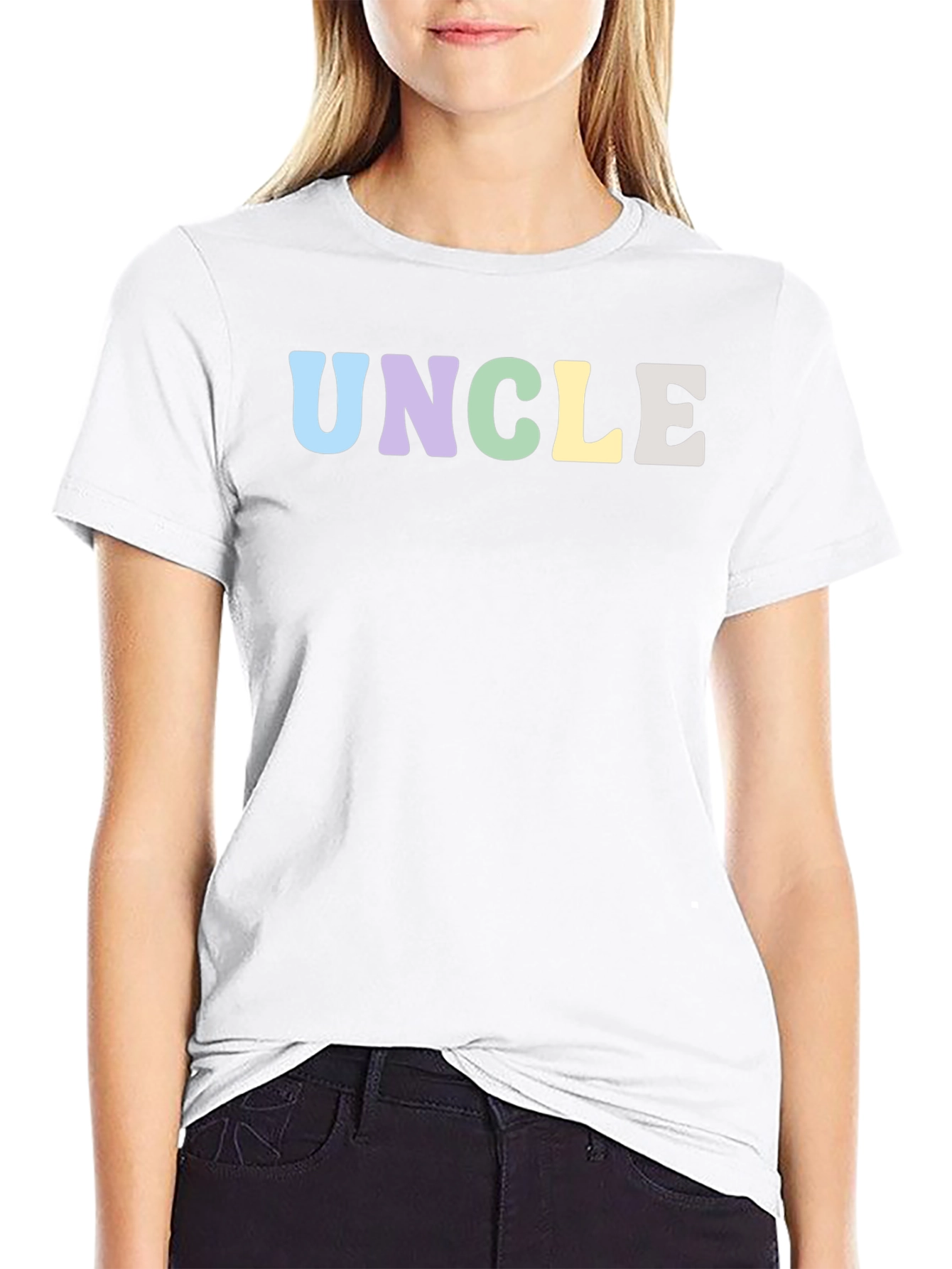 Pastel Uncle T-Shirt - Black Crew Neck