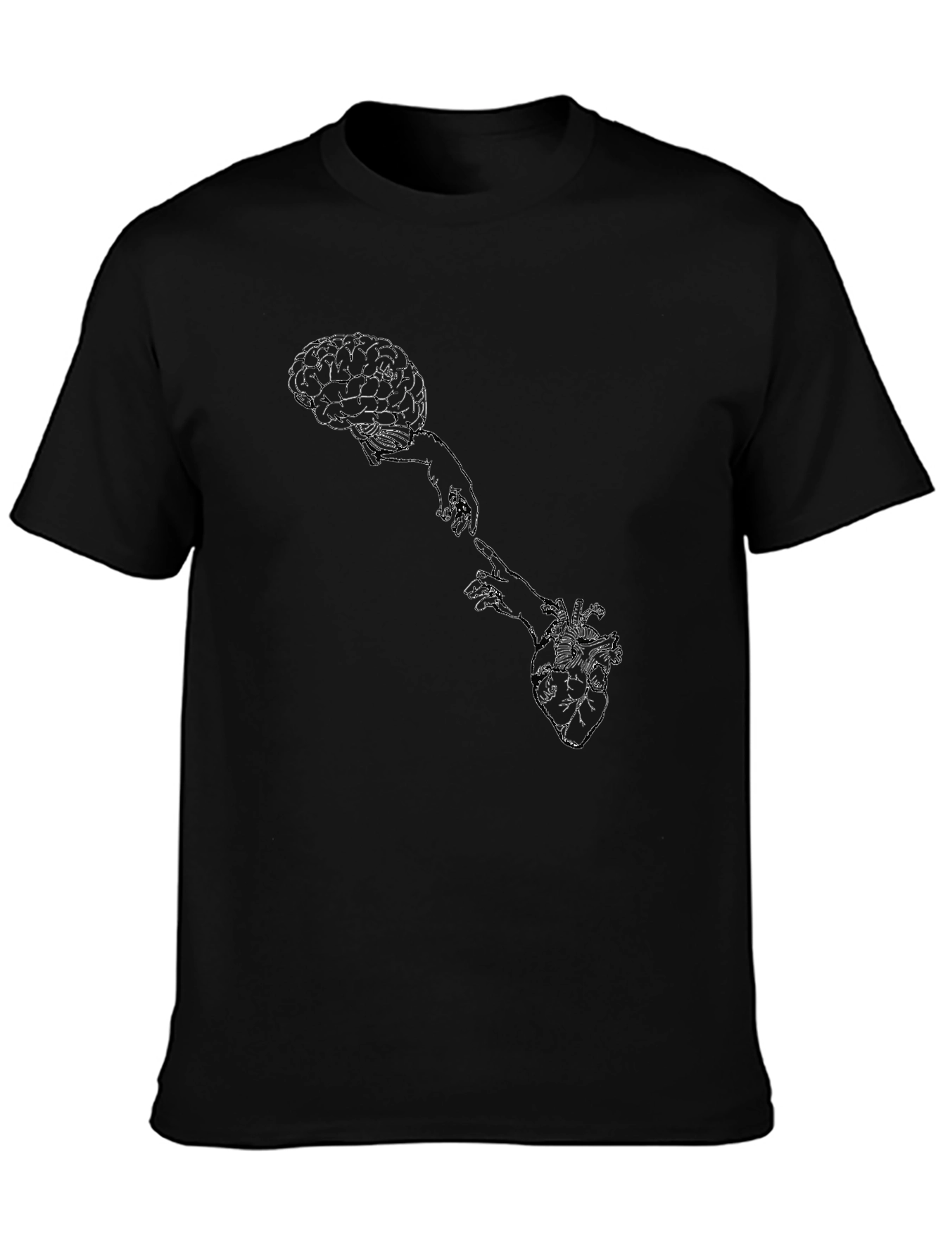 Brain & Heart Connection T-Shirt - Black Cotton