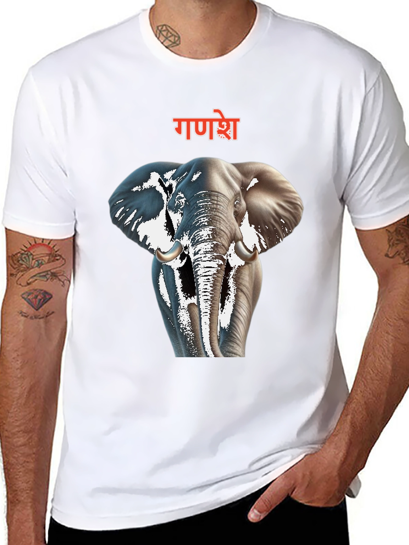 Ganesh Elephant Graphic Black T-Shirt