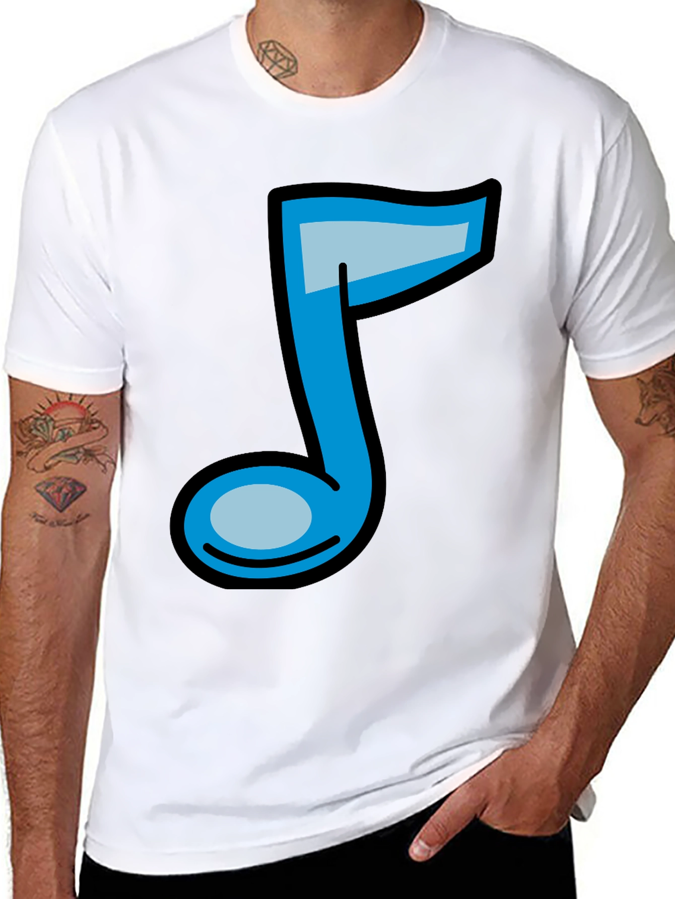 Musical Note Graphic Tee - Black