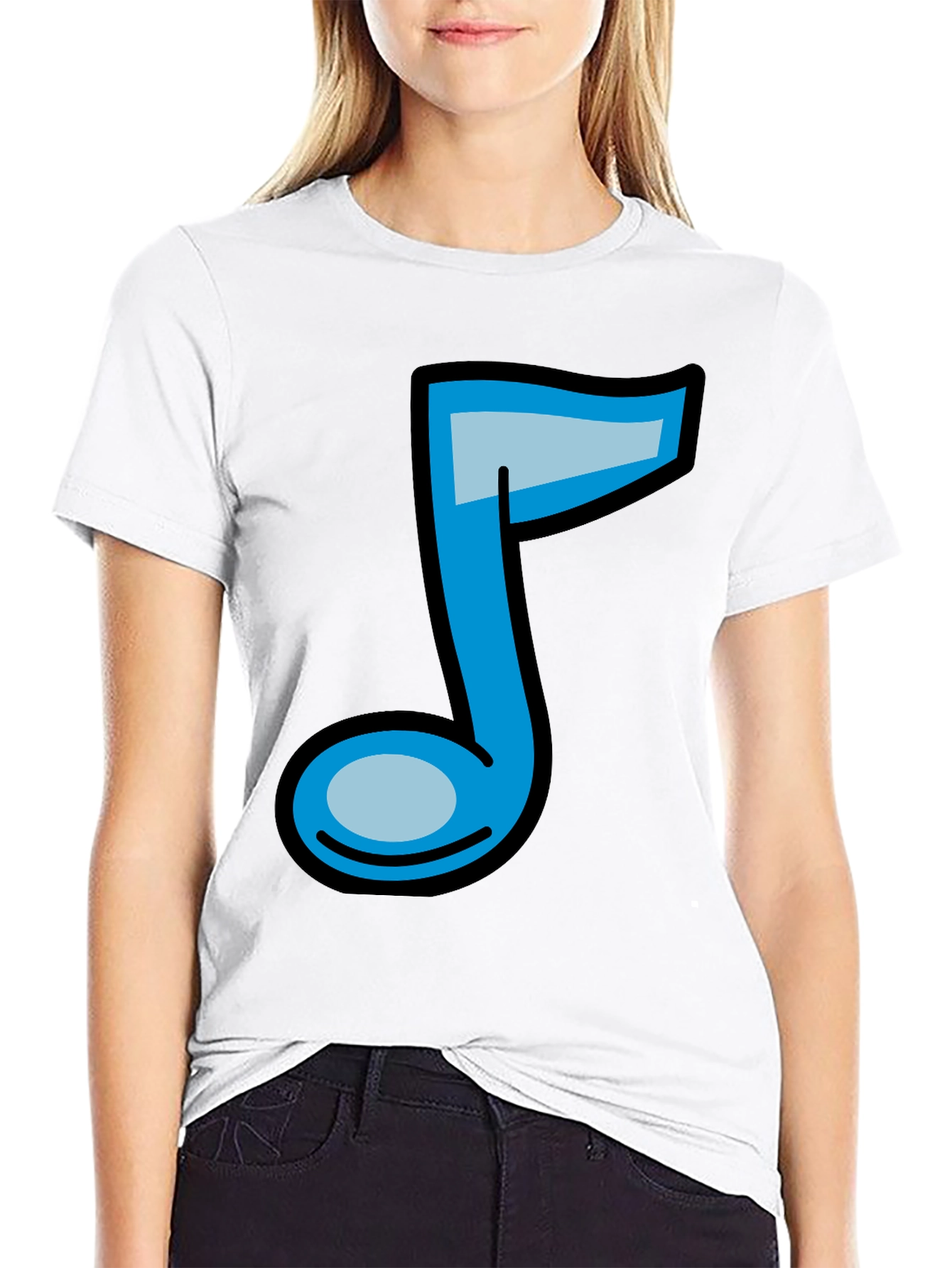 Musical Note Graphic Tee - Black