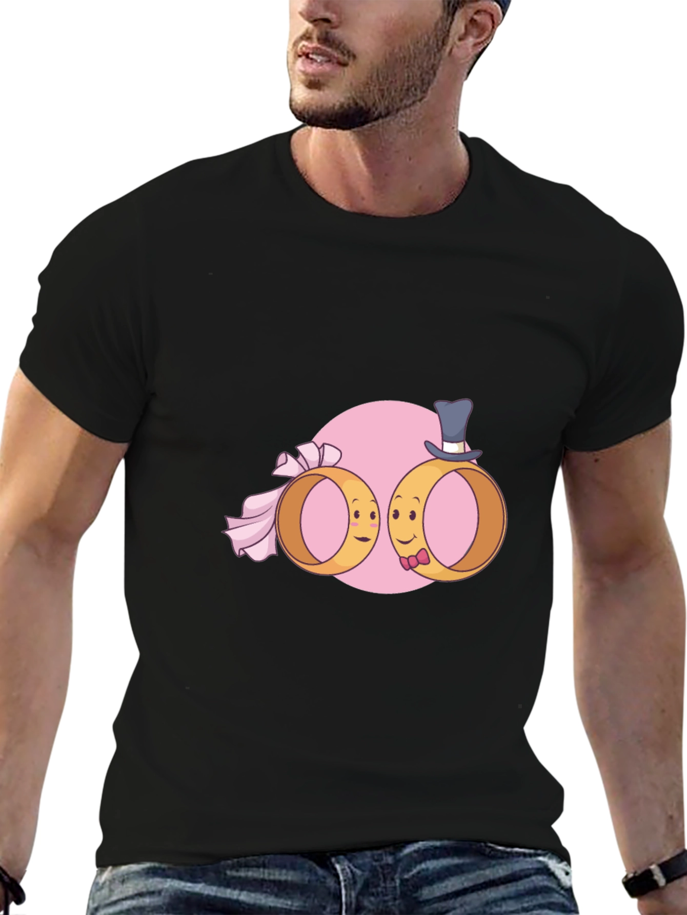 Wedding Rings Cartoon Graphic T-Shirt