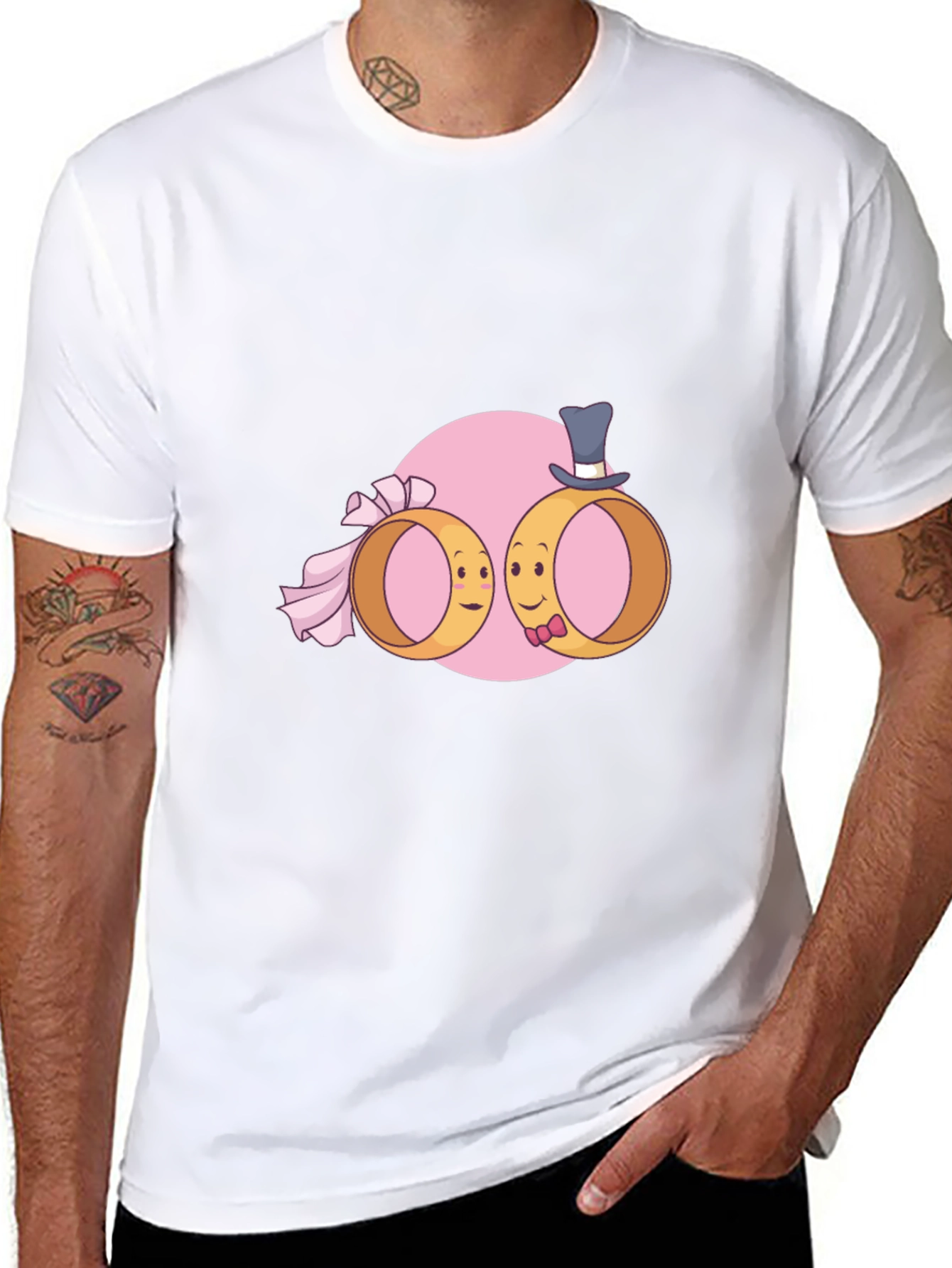 Wedding Rings Cartoon Graphic T-Shirt