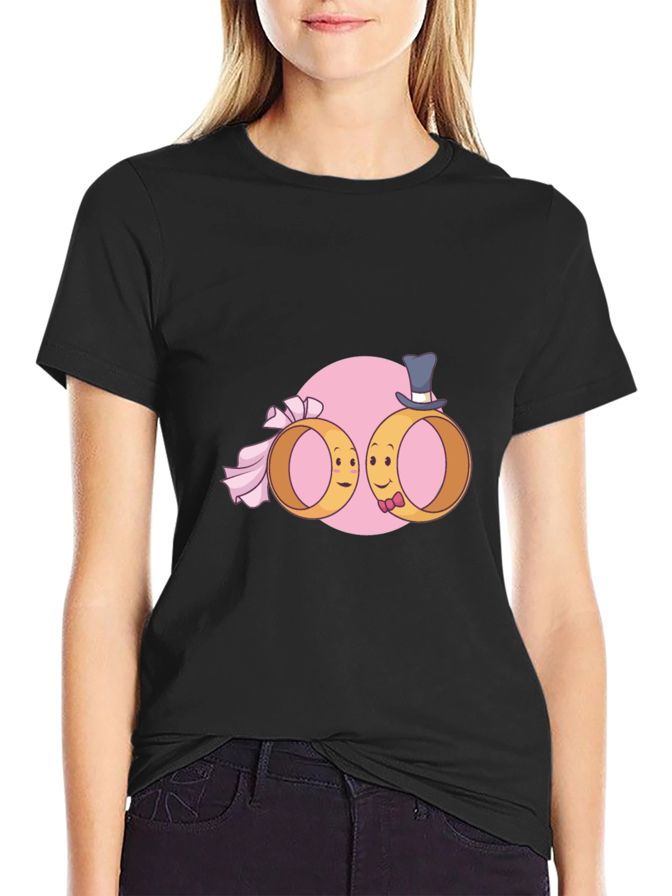 Wedding Rings Cartoon Graphic T-Shirt