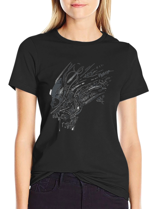Alien Xenomorph Graphic Print Black T-Shirt