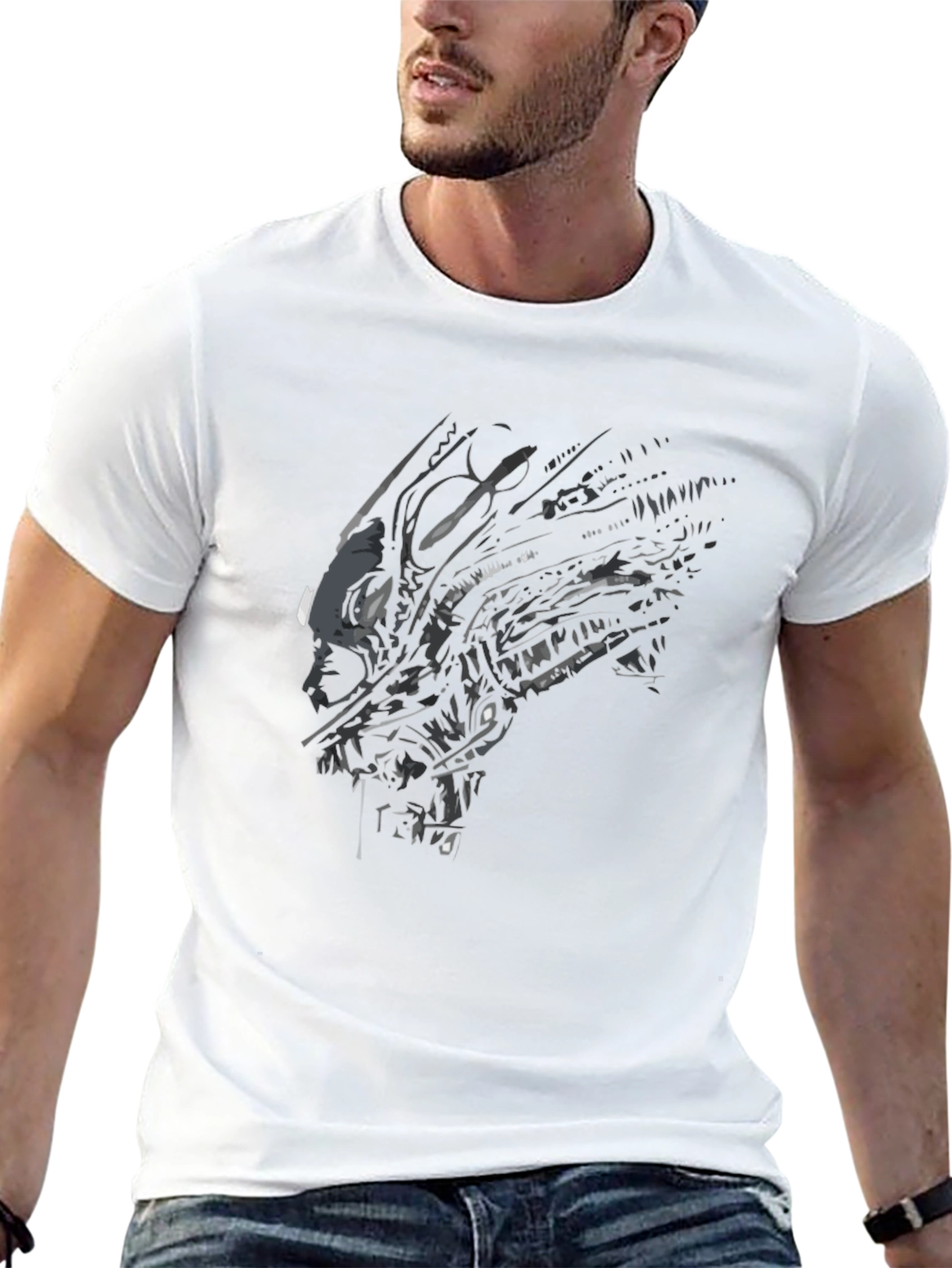 Alien Xenomorph Graphic Print Black T-Shirt