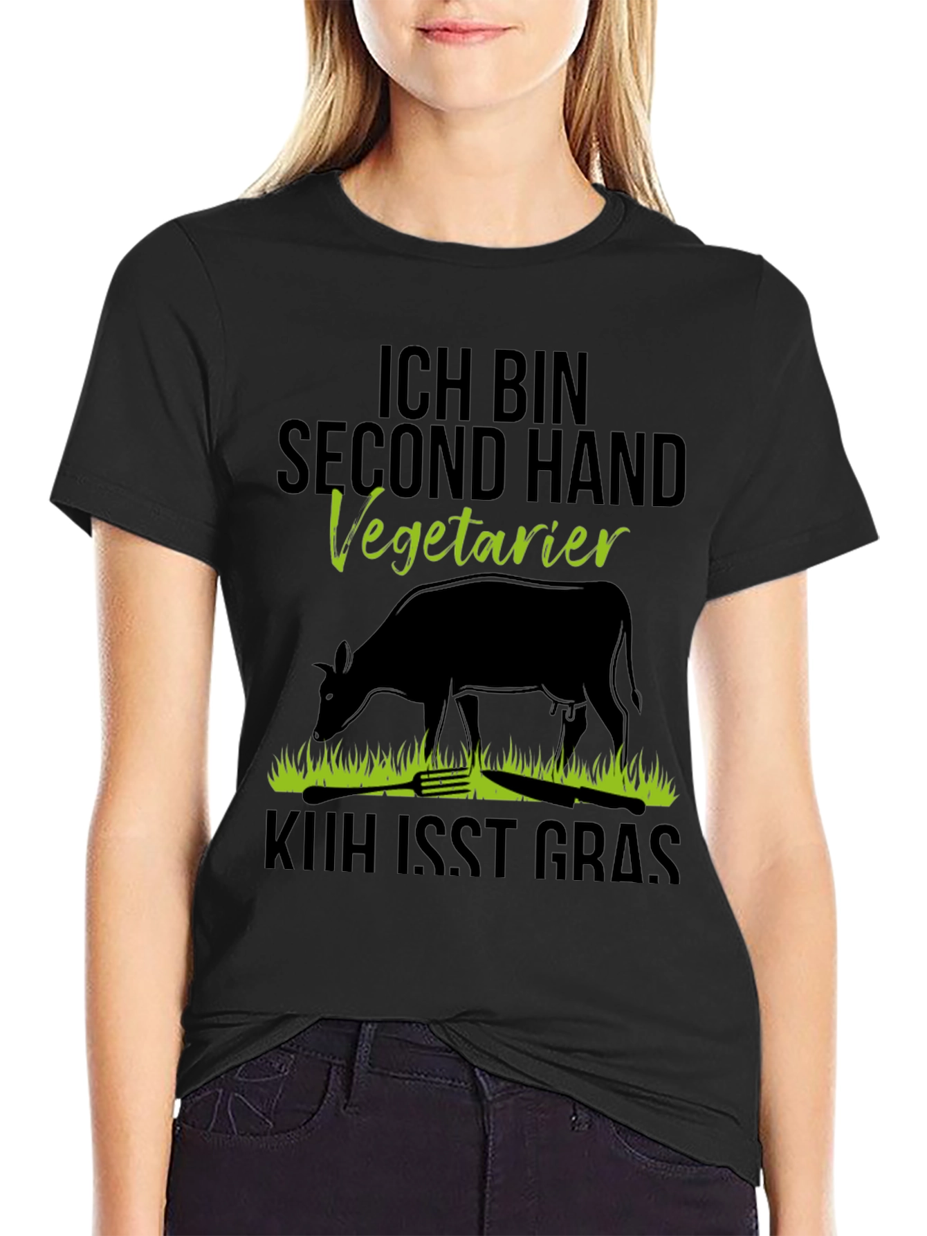 Second Hand Vegetarian T-Shirt - Novelty Cow Design