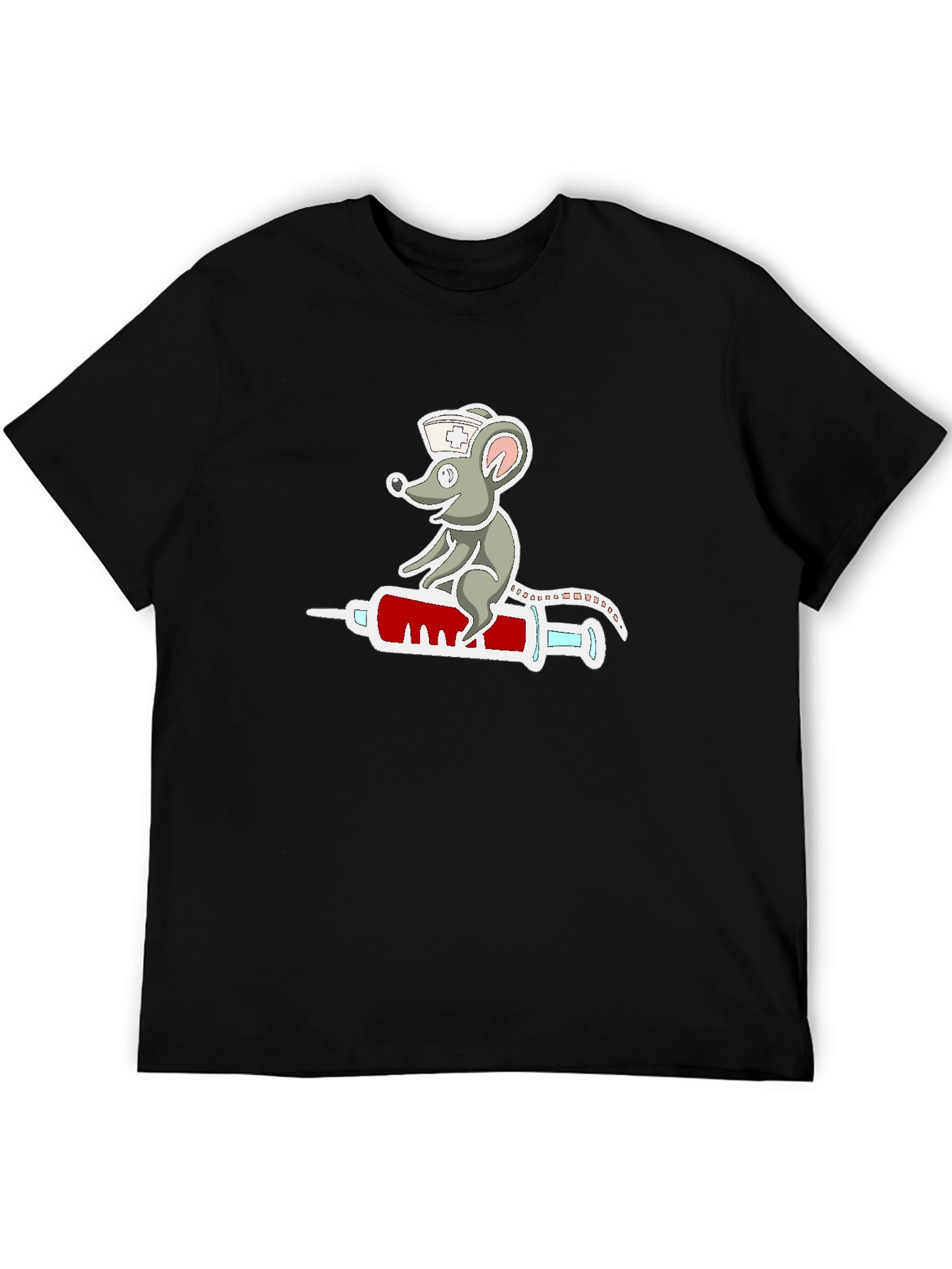 Nurse Mouse Syringe T-Shirt - Funny Cartoon Design