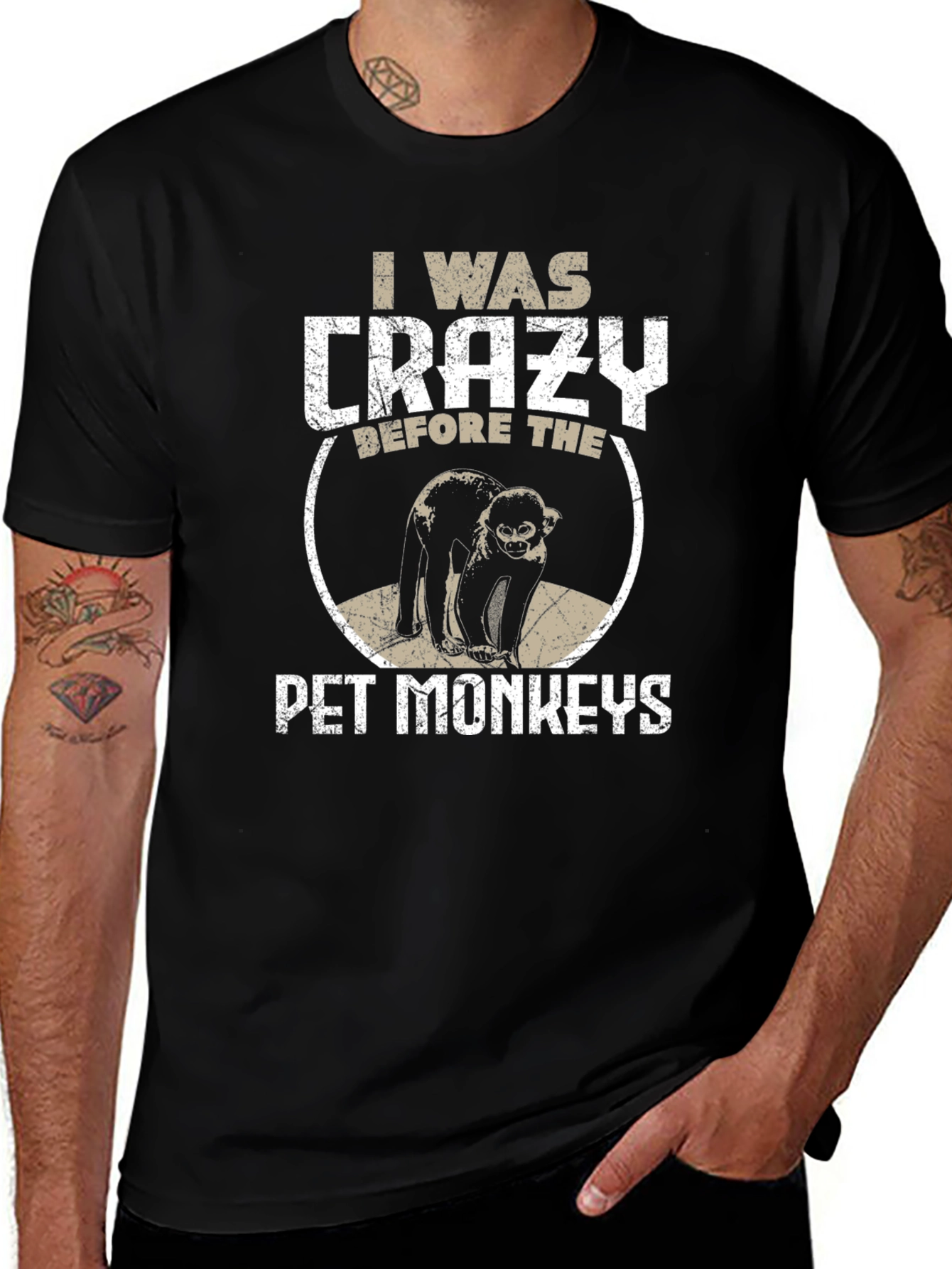 Crazy Before Pet Monkeys Graphic Tee