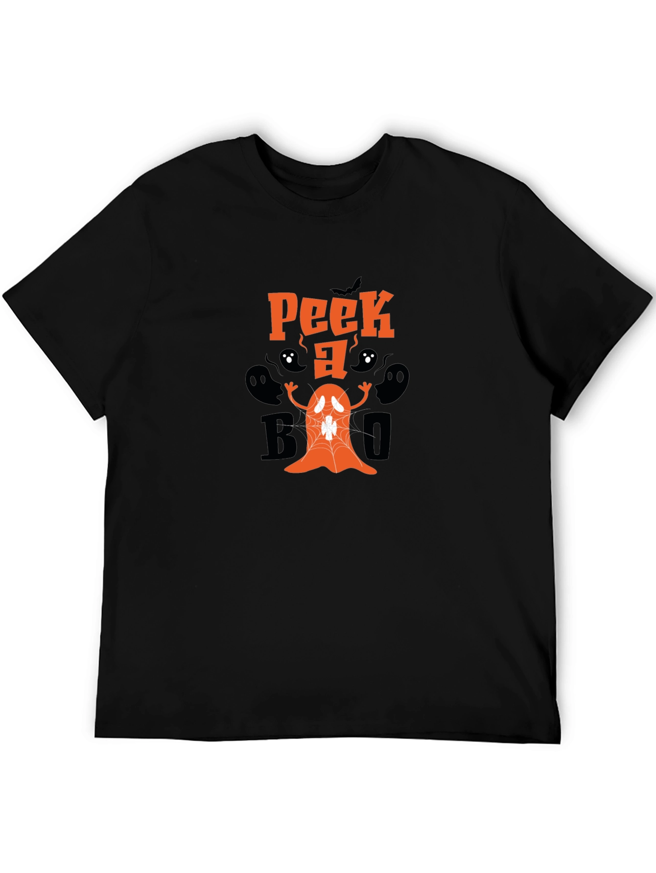 Spooky Peek-a-Boo Ghost Graphic Tee - Halloween Fun!