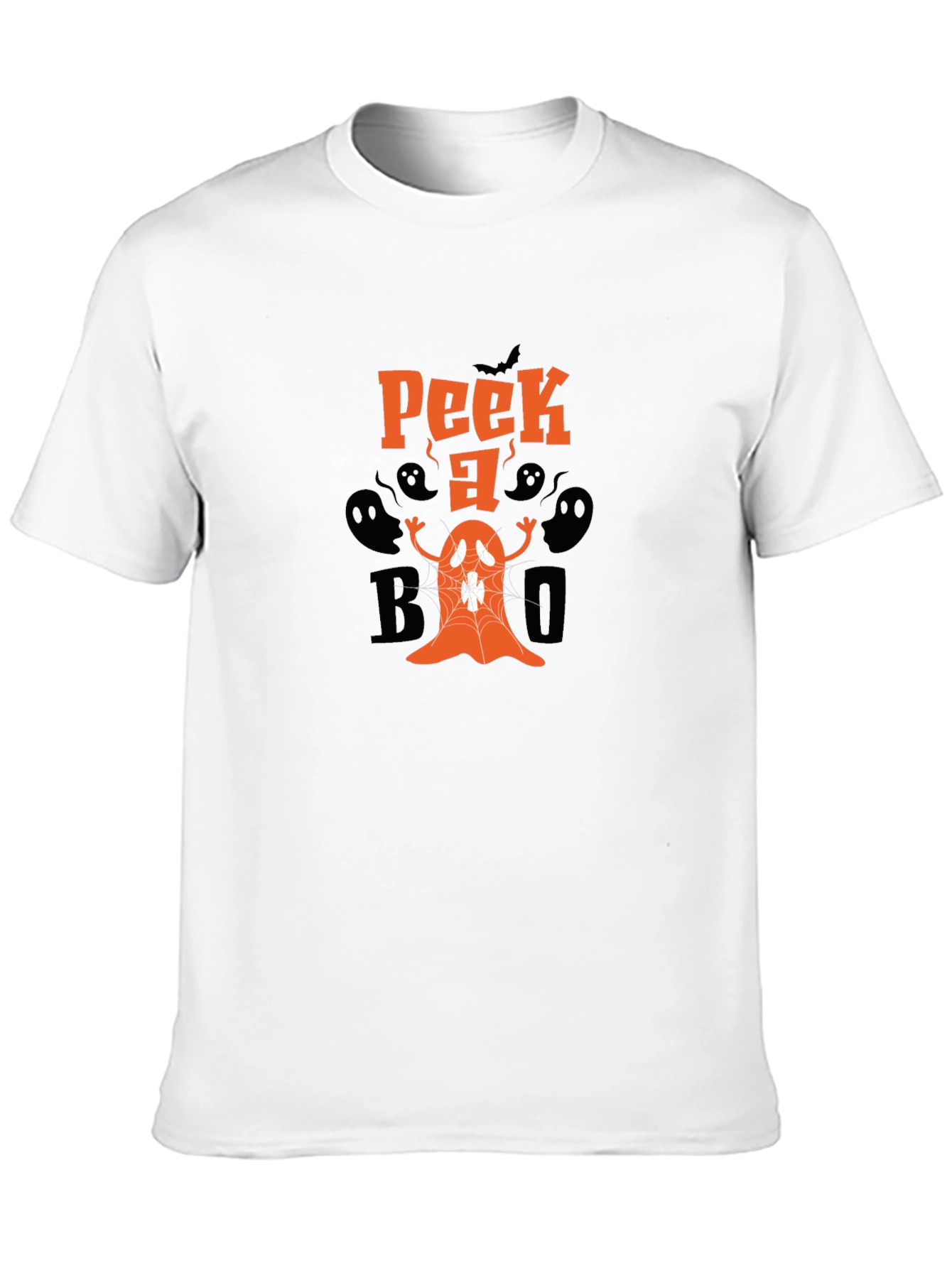 Spooky Peek-a-Boo Ghost Graphic Tee - Halloween Fun!