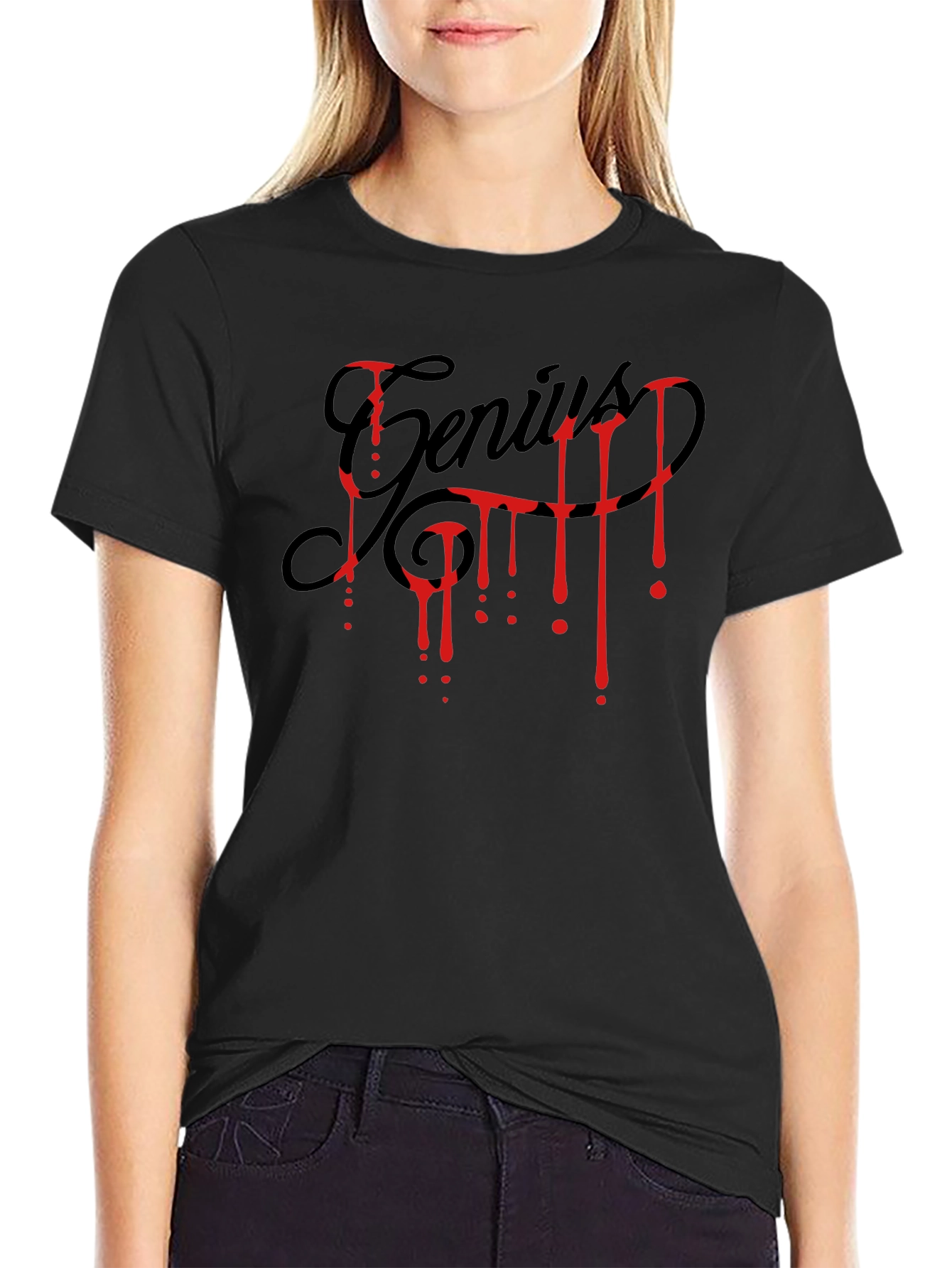 Genius Blood Drip Graphic T-Shirt - Black