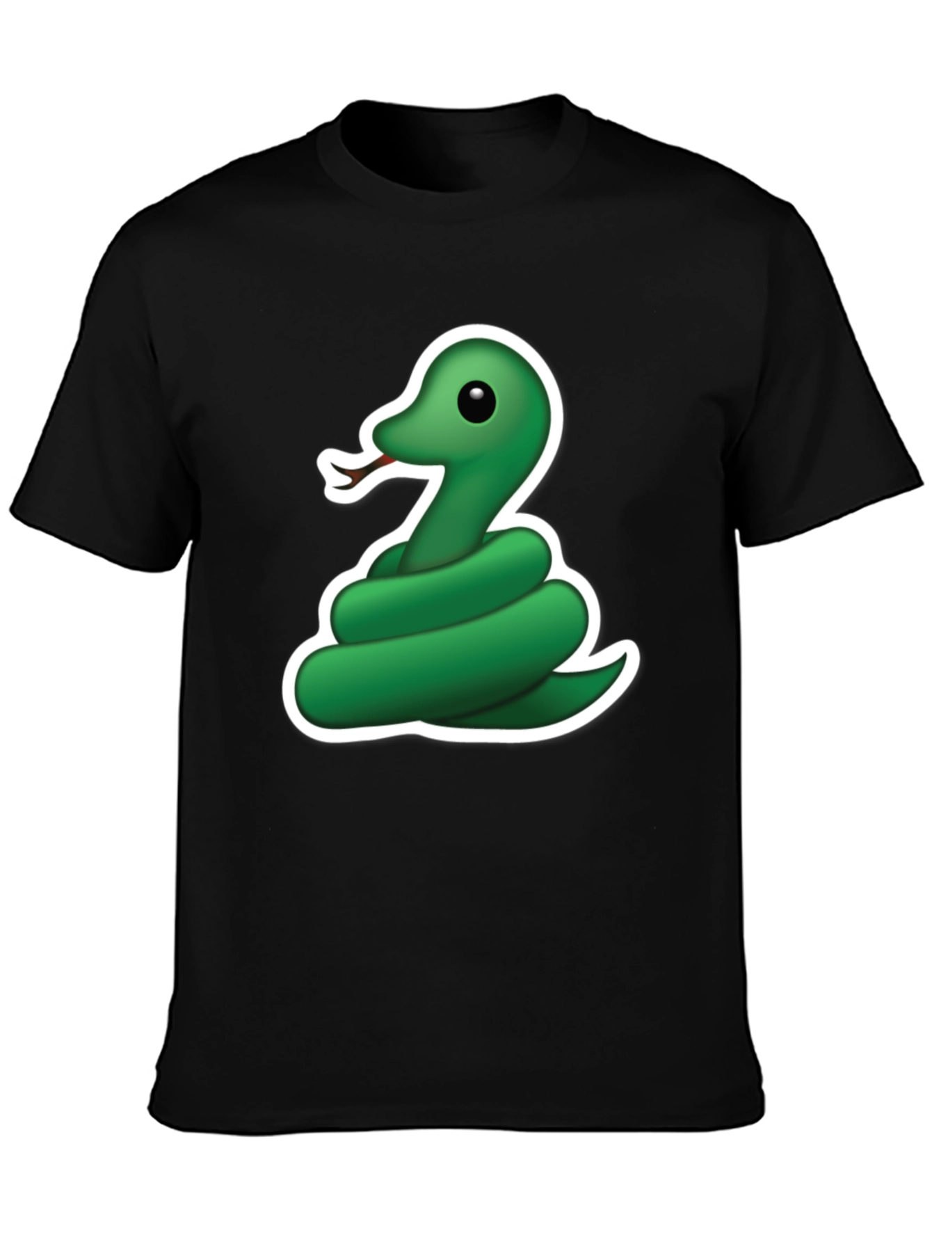 Cool Snake Emoji Graphic Tee - Black T-Shirt