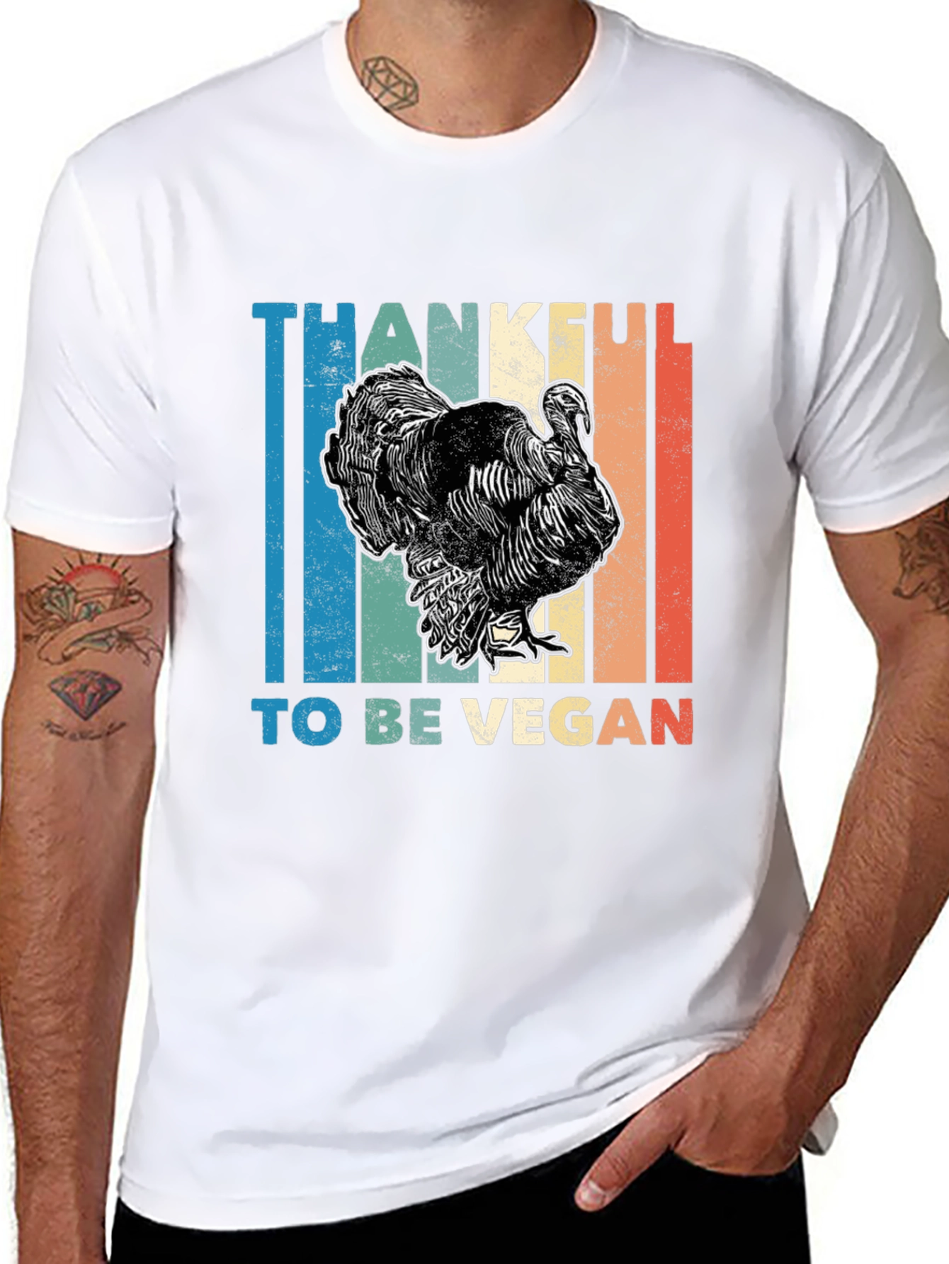 Thankful to Be Vegan T-Shirt Turkey Design
