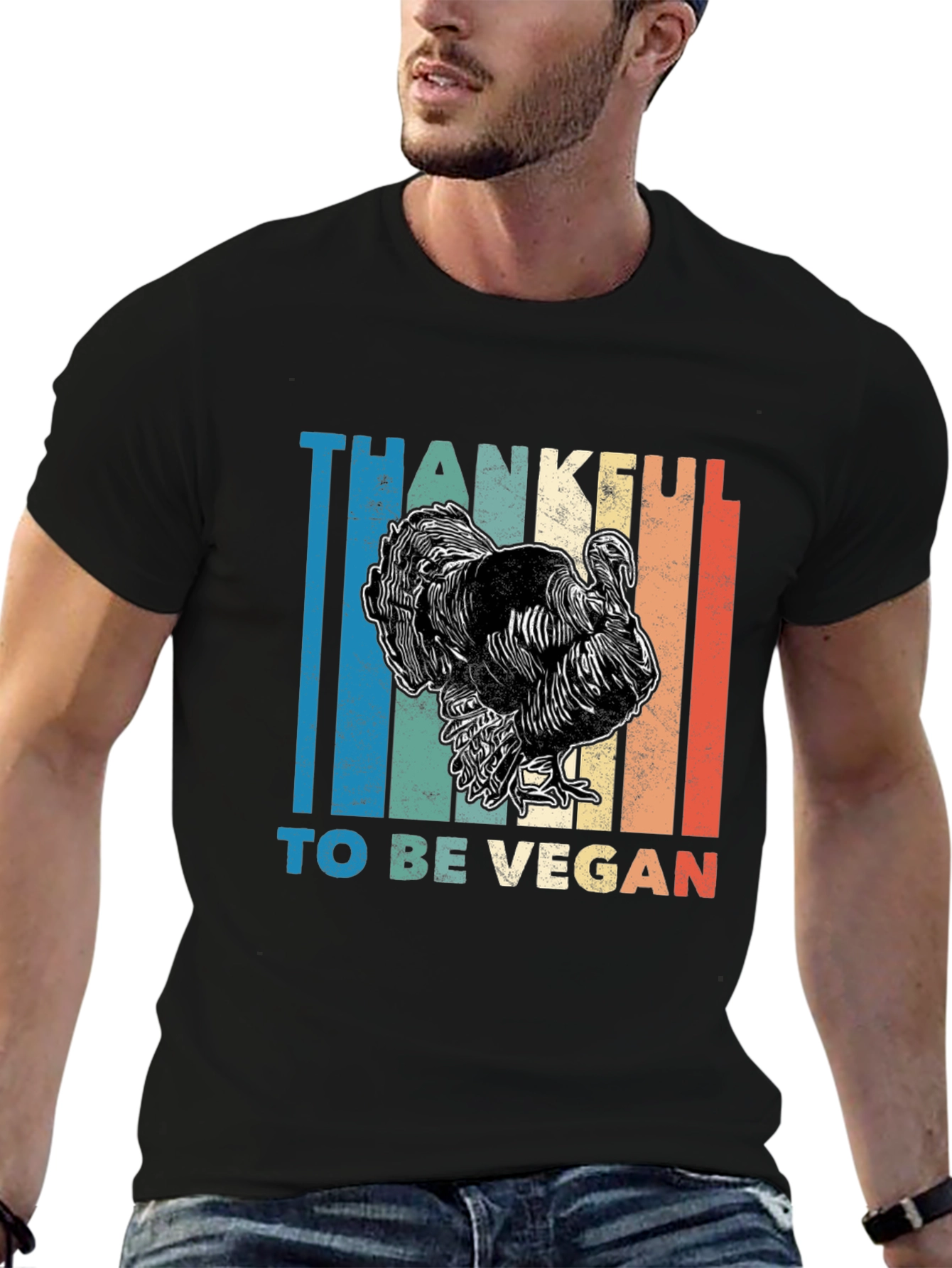Thankful to Be Vegan T-Shirt Turkey Design