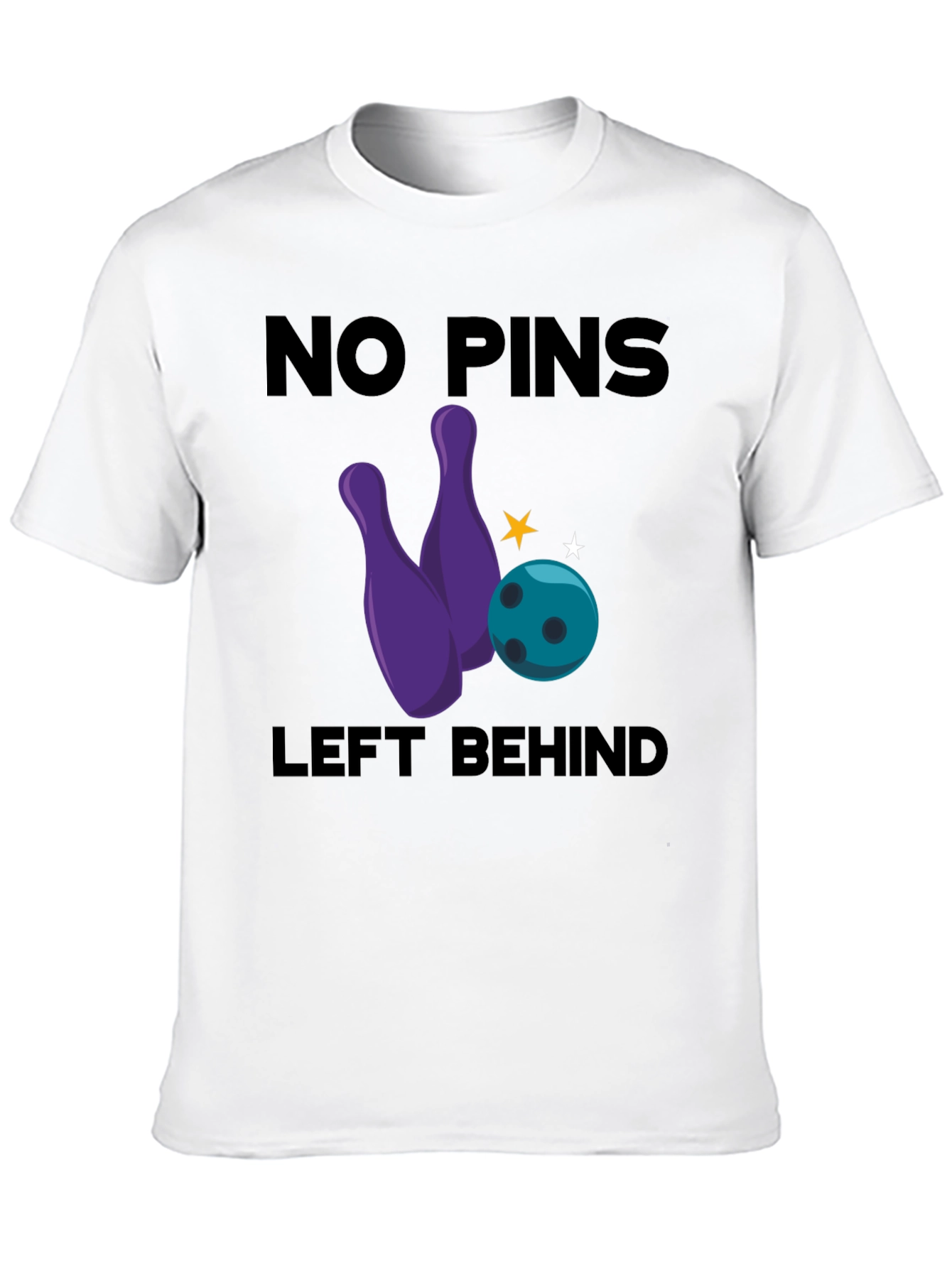 No Pins Left Behind Bowling Graphic T-Shirt