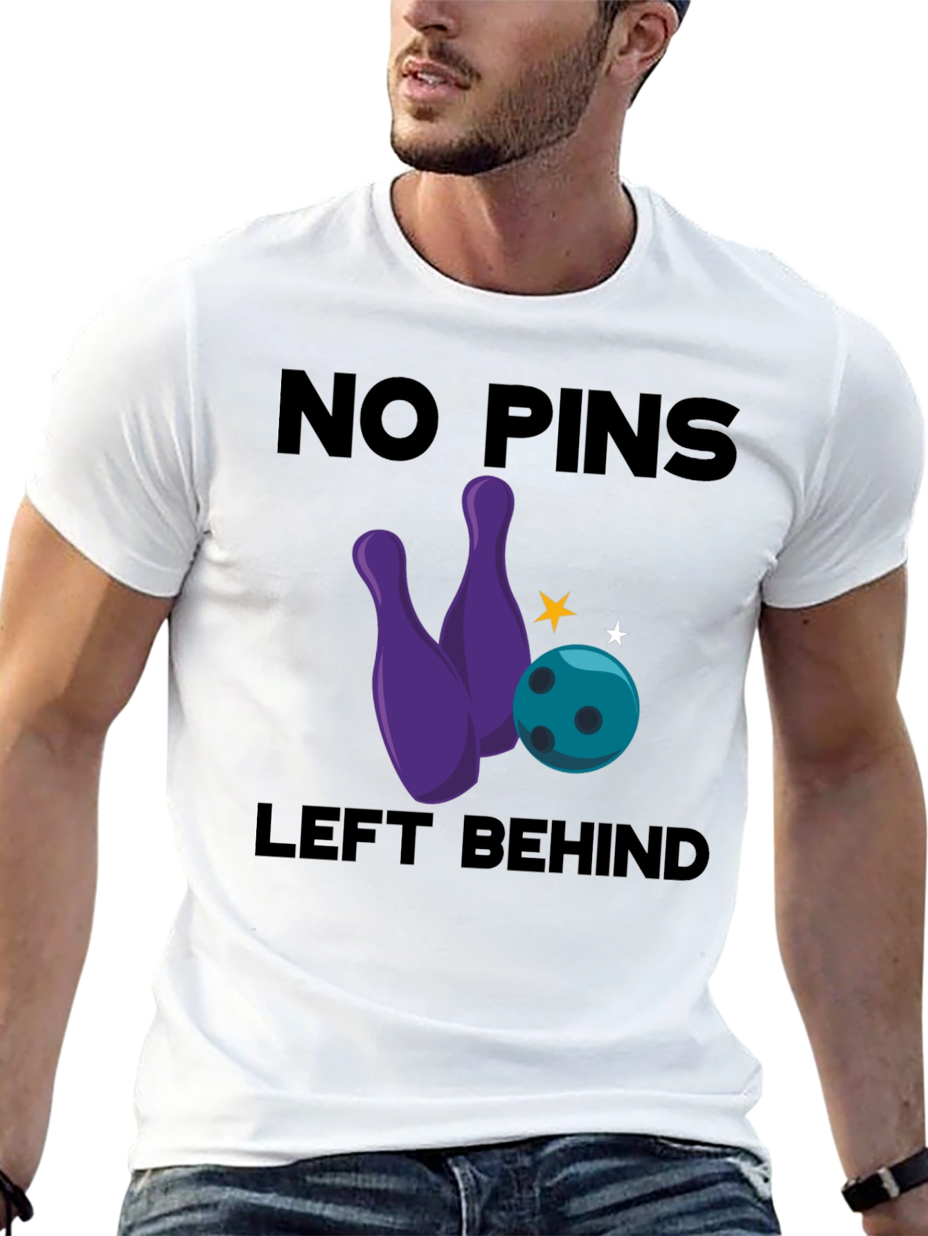 No Pins Left Behind Bowling Graphic T-Shirt