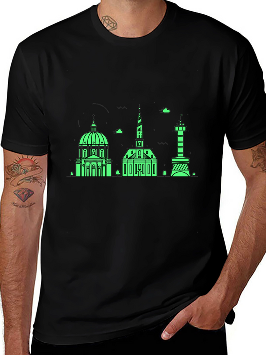 Copenhagen Skyline Graphic Tee - Black