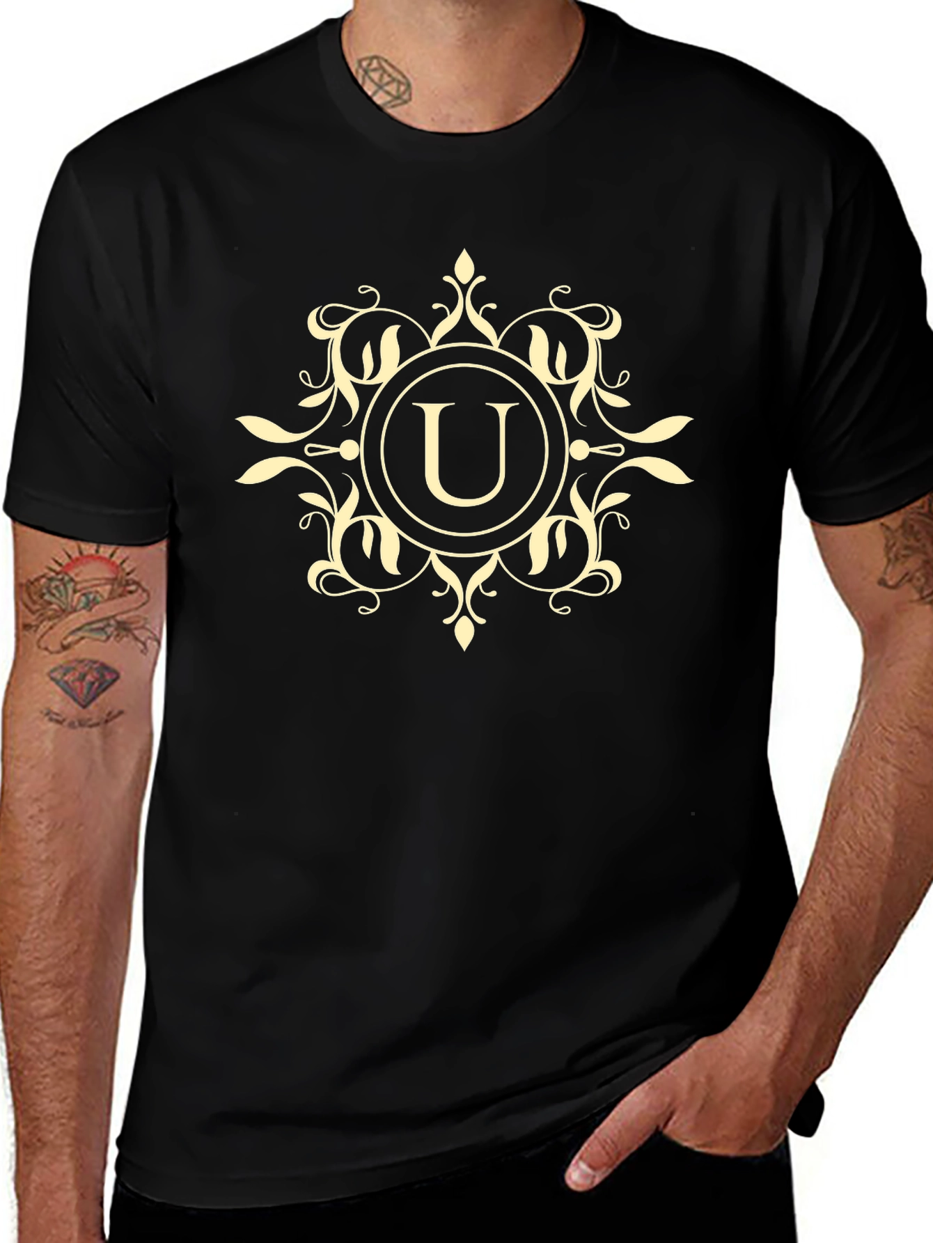Monogram U Graphic T-Shirt - Stylish Black Tee