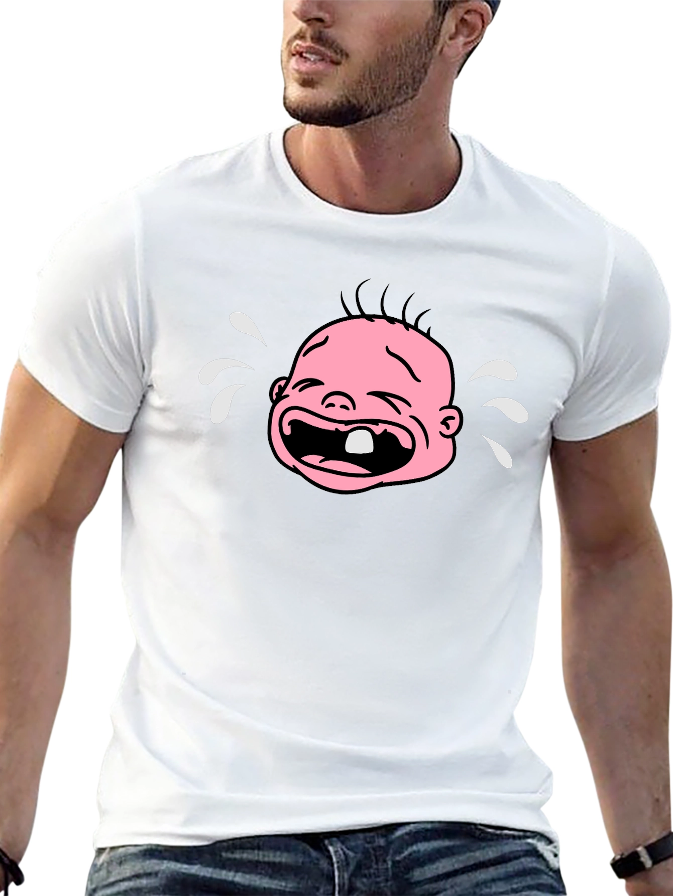 Crying Baby Graphic T-Shirt - Black Cotton Tee