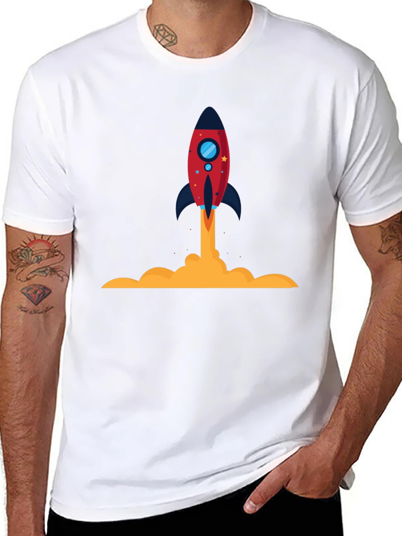 Rocket Launch Graphic Tee - Black Cotton T-Shirt