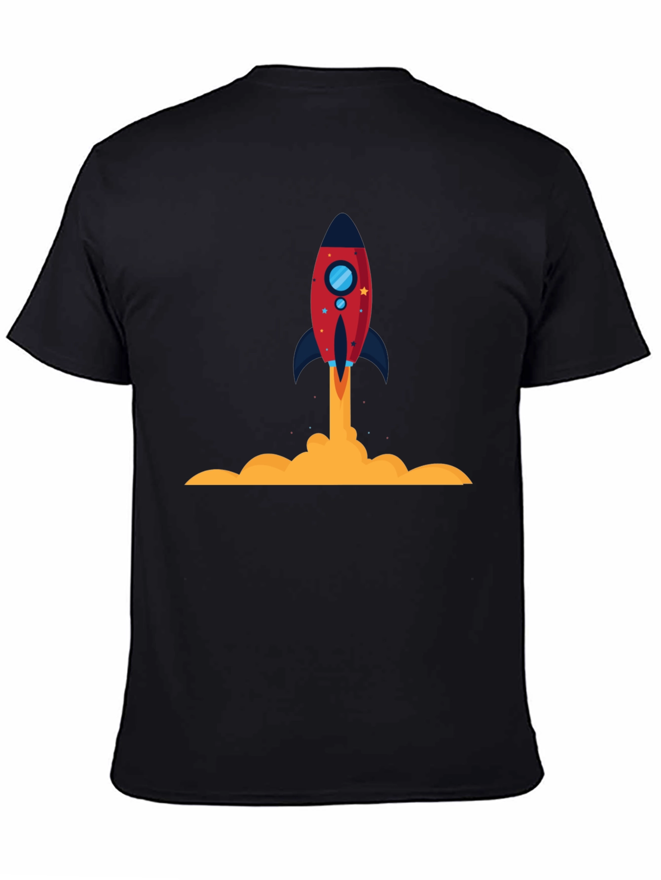 Rocket Launch Graphic Tee - Black Cotton T-Shirt